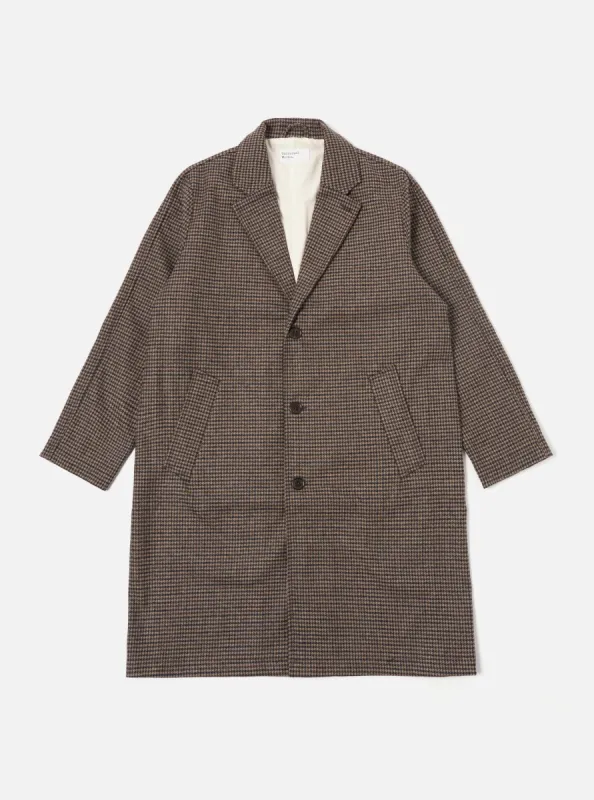 Universal Works Top Coat in Stone/Navy Carde Tweed sold by Universal Works