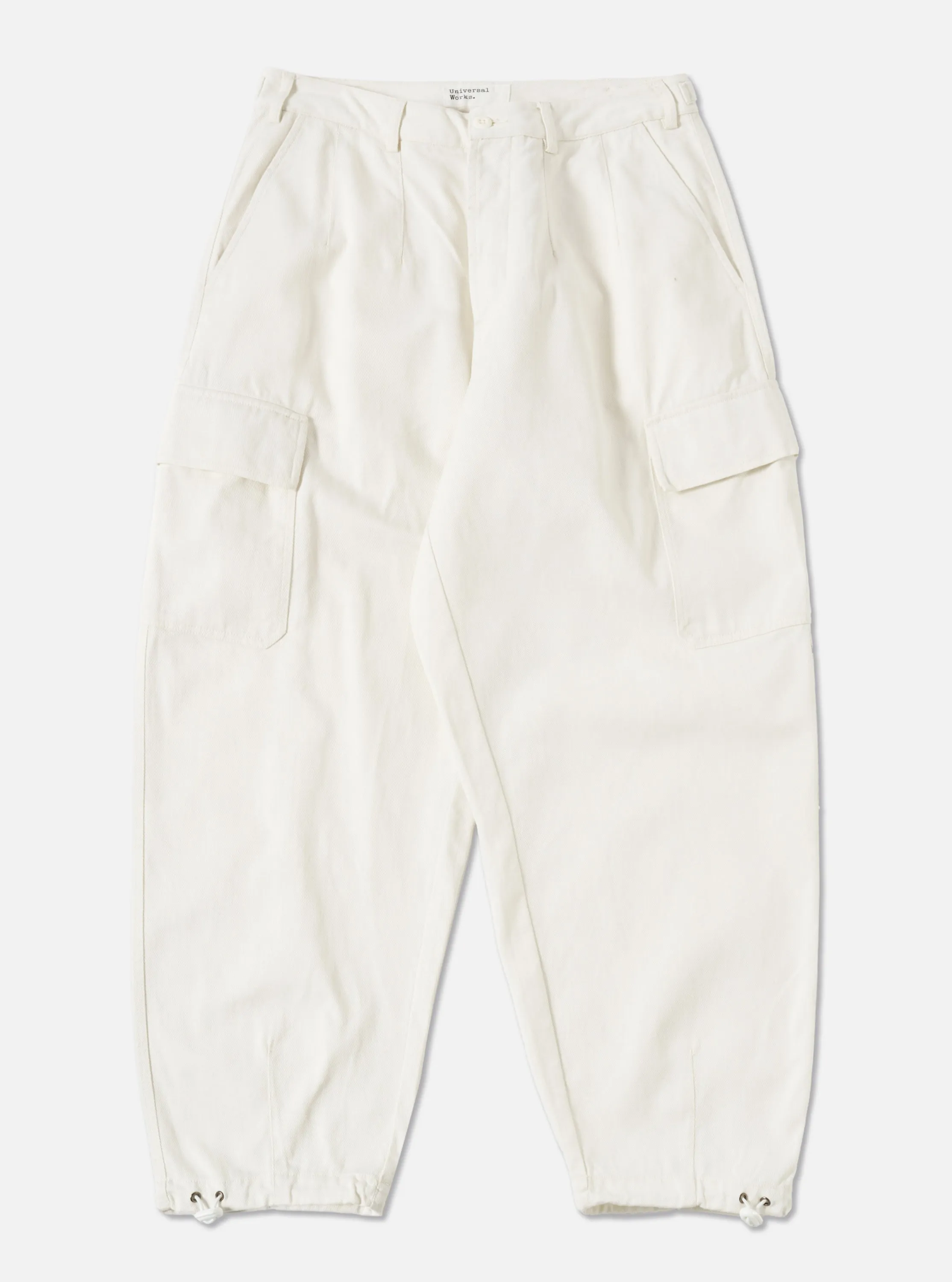 Universal Works Loose Cargo Pant in Winter White Winter Twill sold by Universal Works
