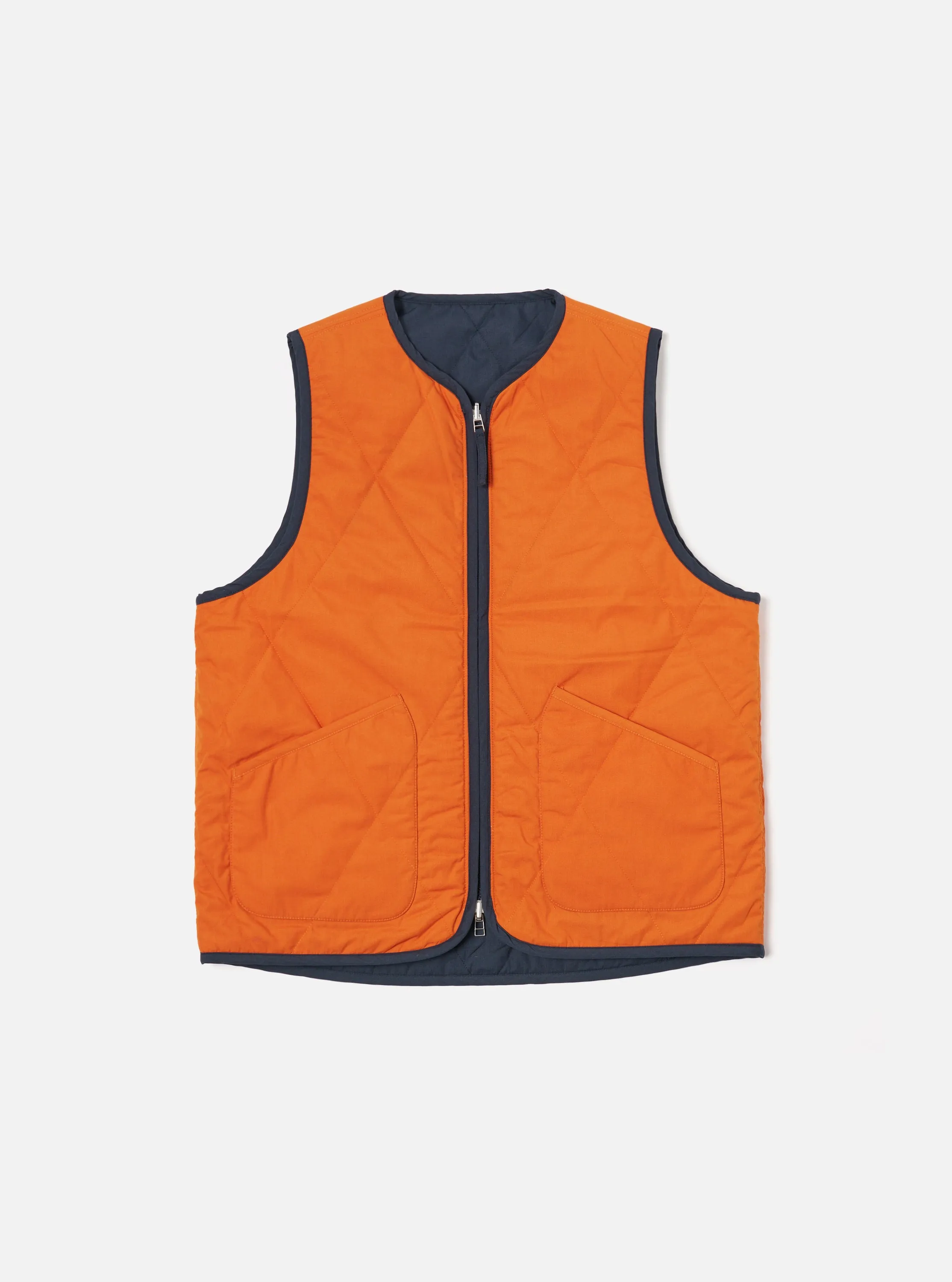 Universal Works Reversible Military Liner Gilet in Navy/Orange Recycled Polytech sold by Universal Works product image thumbnail 3
