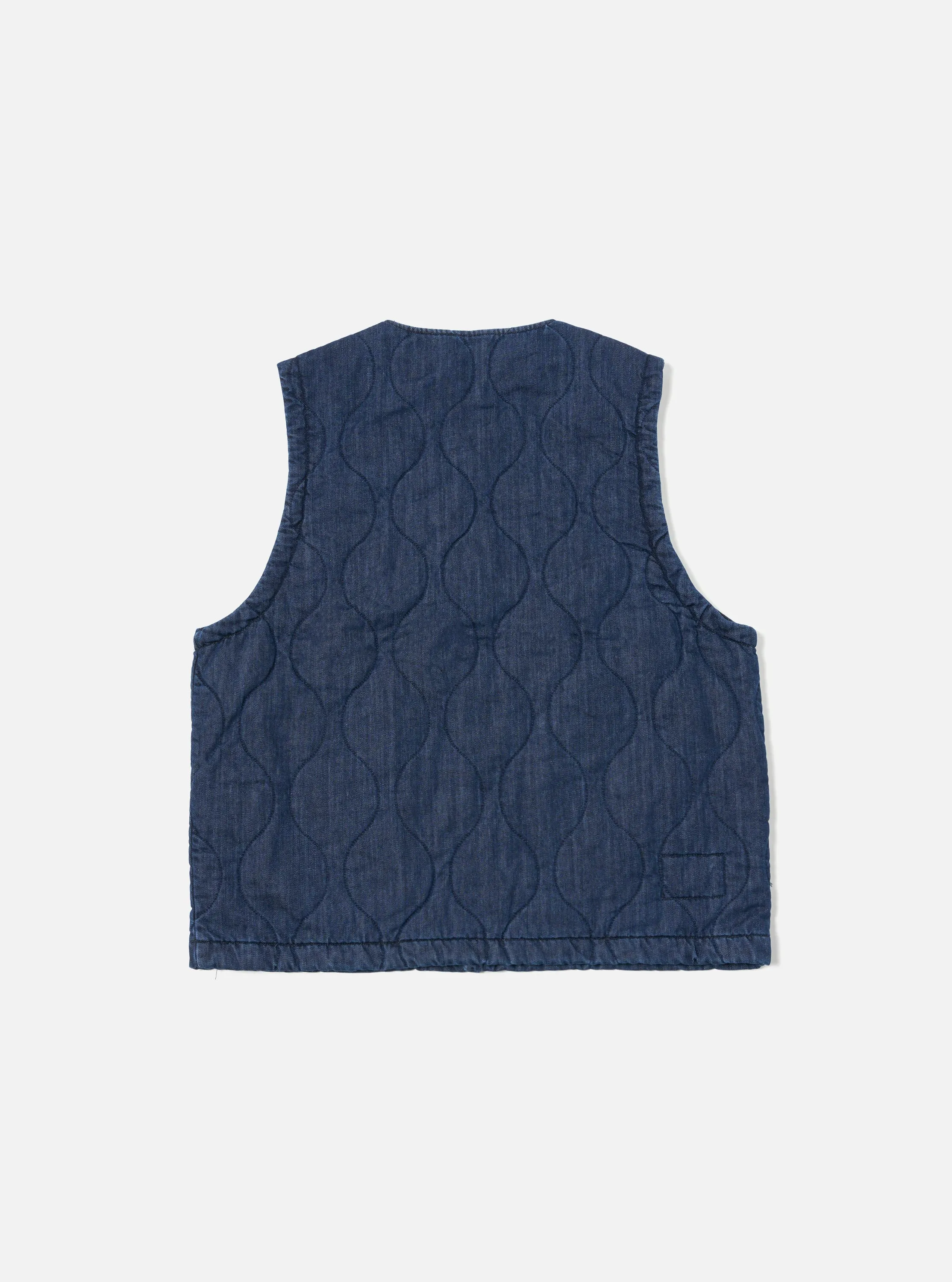Universal Works Weekend Gilet in Indigo Quilt Denim sold by Universal Works product image thumbnail 2