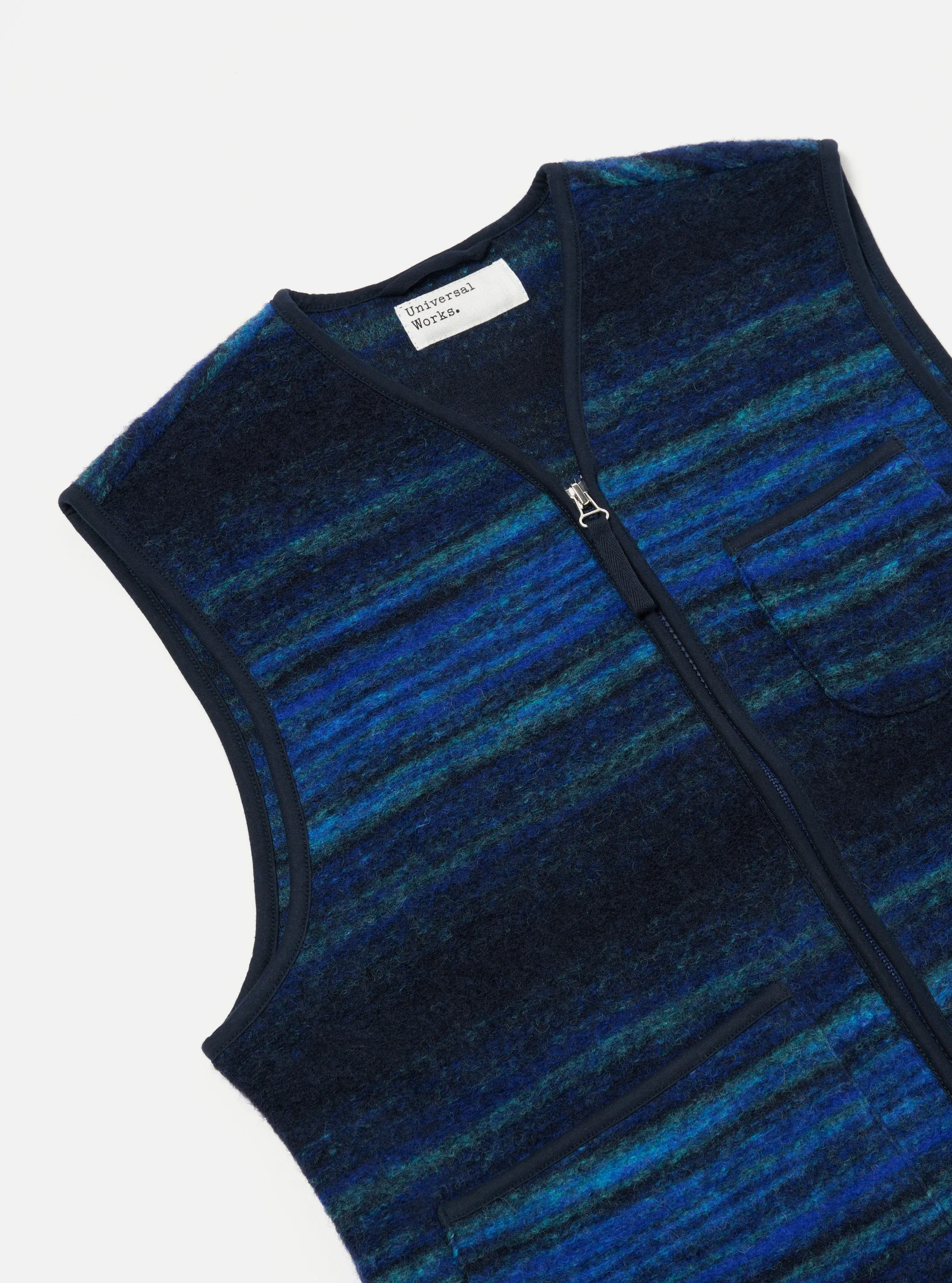 Universal Works Zip Gilet in Blue Mississippi Fleece sold by Universal Works product image thumbnail 3