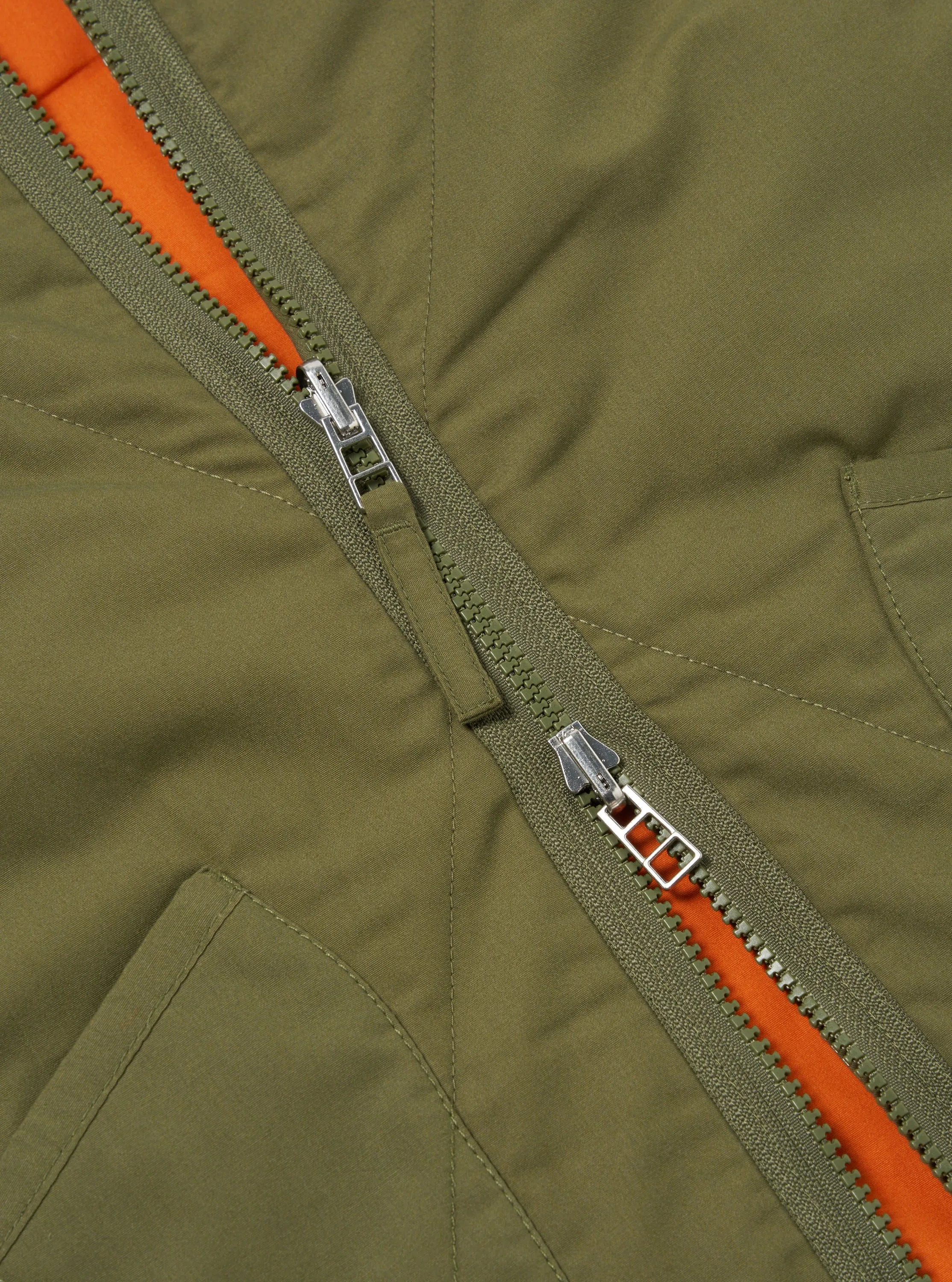 Universal Works Reversible Military Liner Gilet in Olive/Orange Recycled Polytech sold by Universal Works product image thumbnail 5