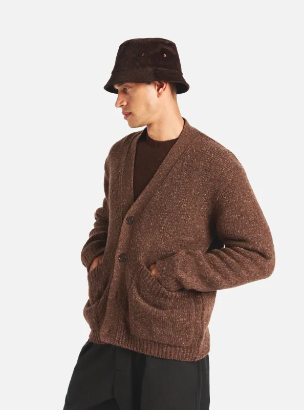 Universal Works Langdale Cardigan in Brown Tweed Knit sold by Universal Works