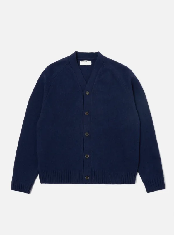 Universal Works David Cardigan in Navy Eco Wool sold by Universal Works