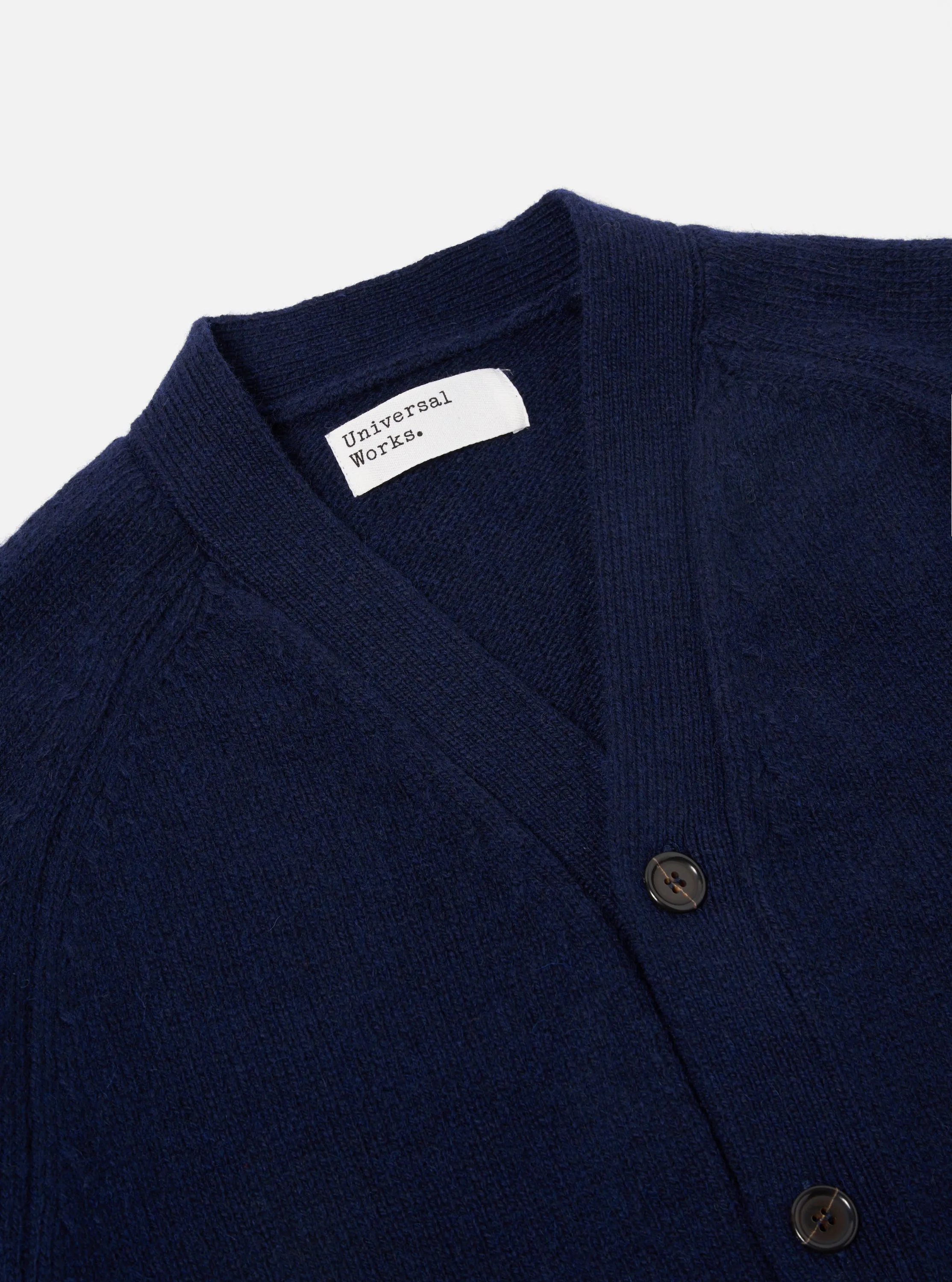 Universal Works David Cardigan in Navy Eco Wool sold by Universal Works product image thumbnail 3