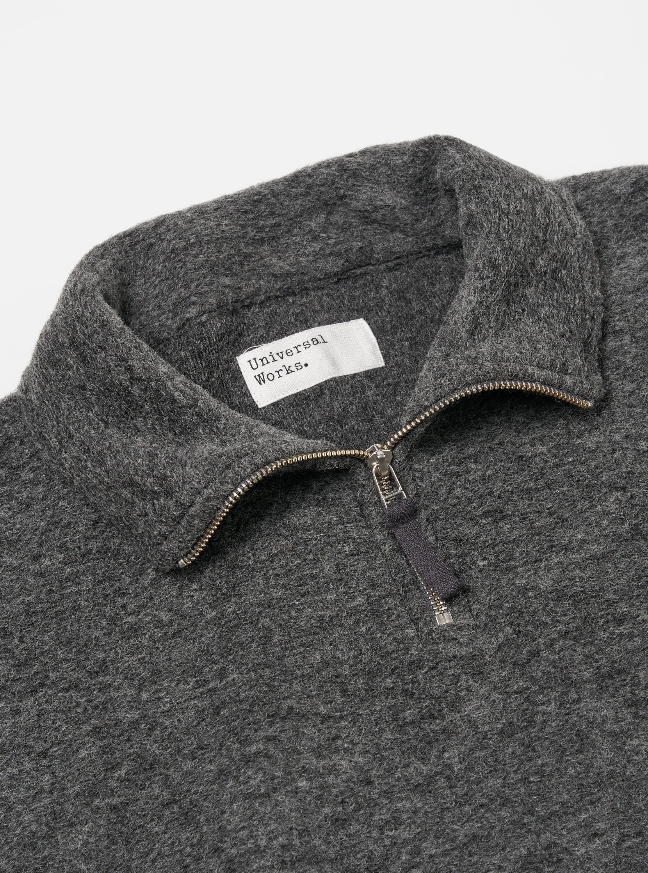 Universal Works Ramsay Quarter Zip in Grey Marl Wool Fleece sold by Universal Works product image thumbnail 3