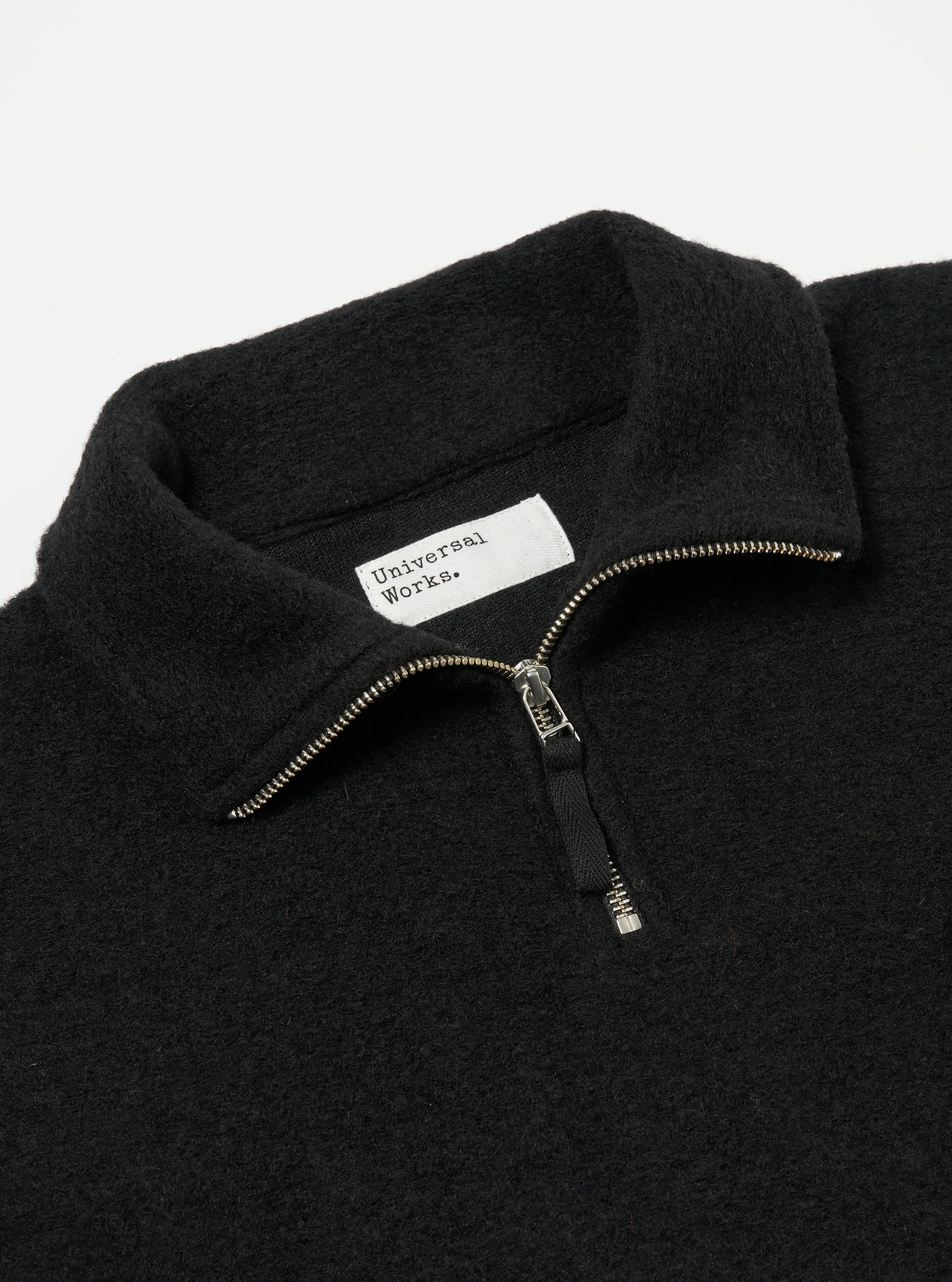 Universal Works Ramsay Quarter Zip in Black Wool Fleece sold by Universal Works product image thumbnail 3