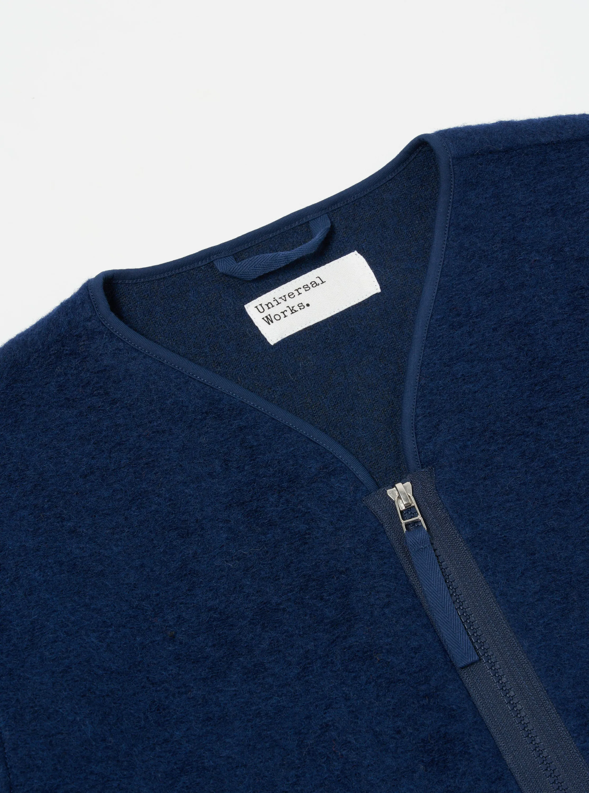 Universal Works Zip Liner Jacket in Indigo Wool Fleece sold by Universal Works product image thumbnail 3