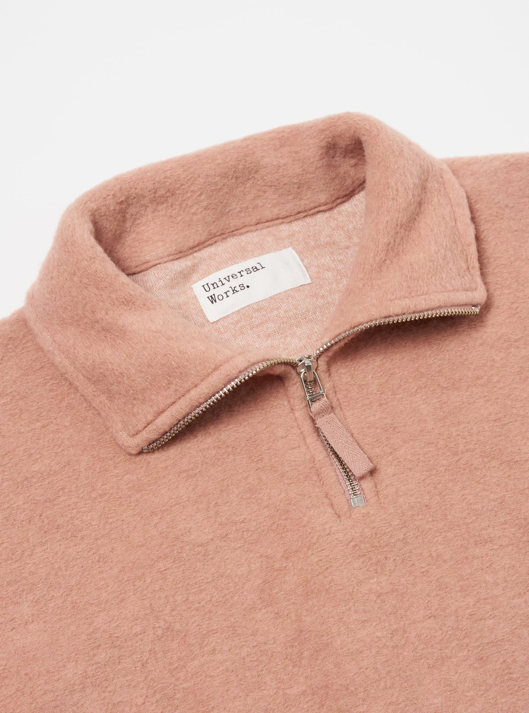 Universal Works Ramsay Quarter Zip in Pink Wool Fleece sold by Universal Works product image thumbnail 3
