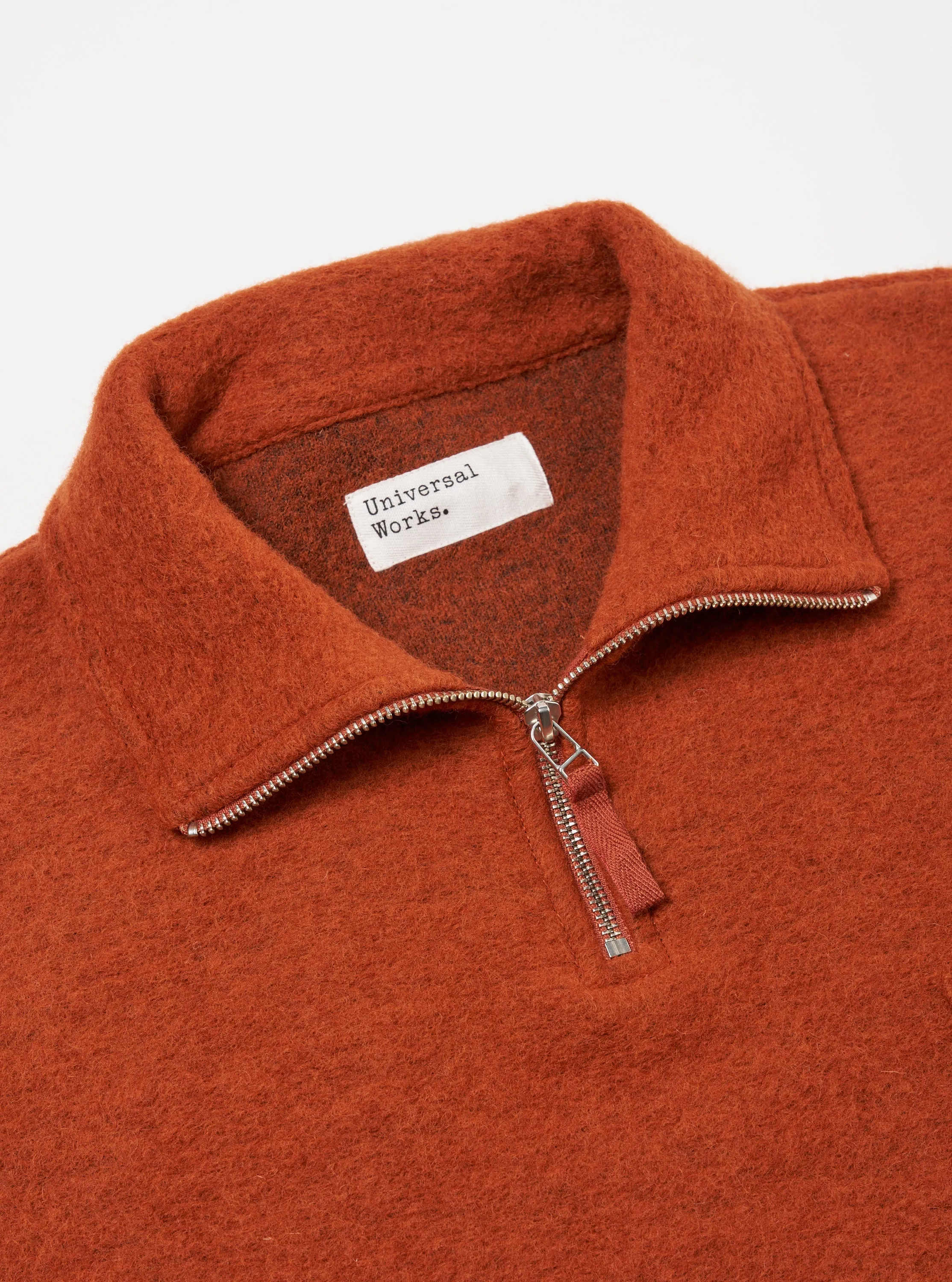 Universal Works Ramsay Quarter Zip in Orange Wool Fleece sold by Universal Works product image thumbnail 3