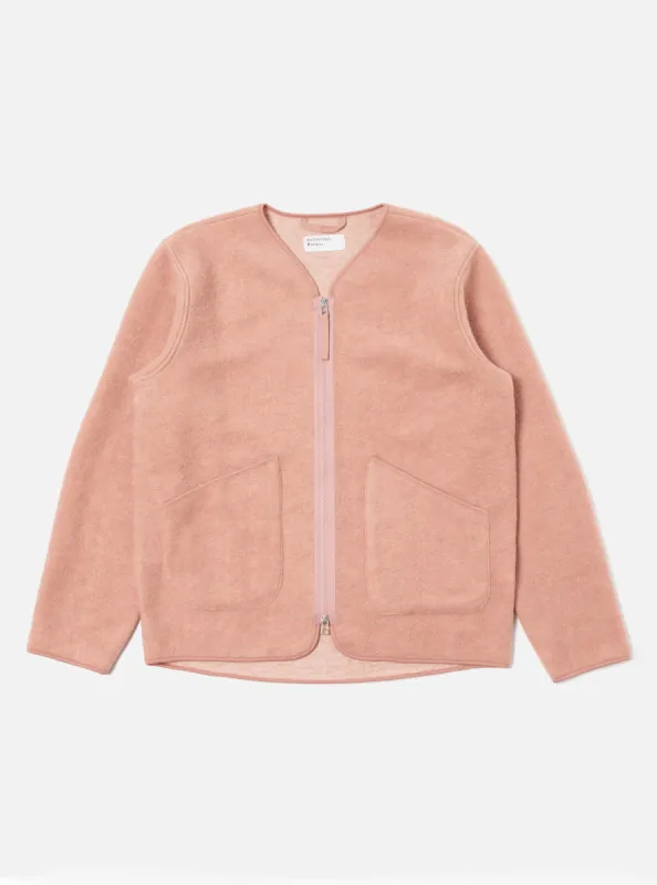 Universal Works Zip Liner Jacket in Pink Wool Fleece sold by Universal Works