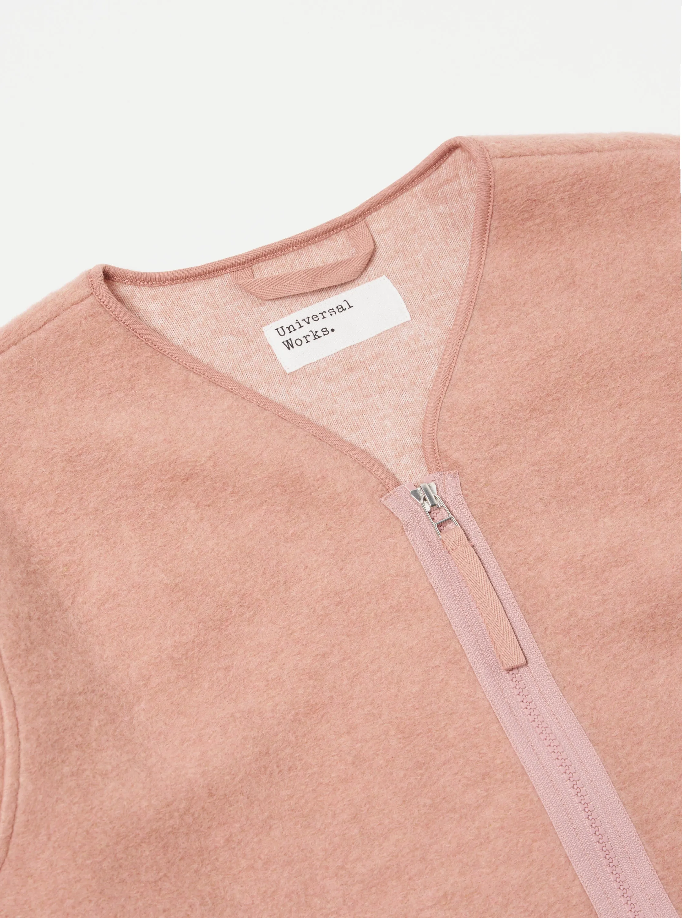 Universal Works Zip Liner Jacket in Pink Wool Fleece sold by Universal Works product image thumbnail 3