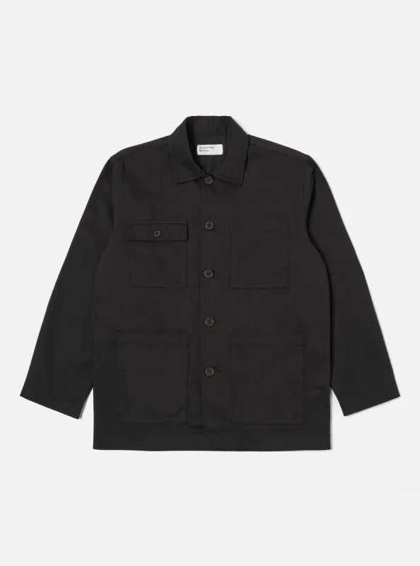 Universal Works Dockside Overshirt in Black Twill sold by Universal Works