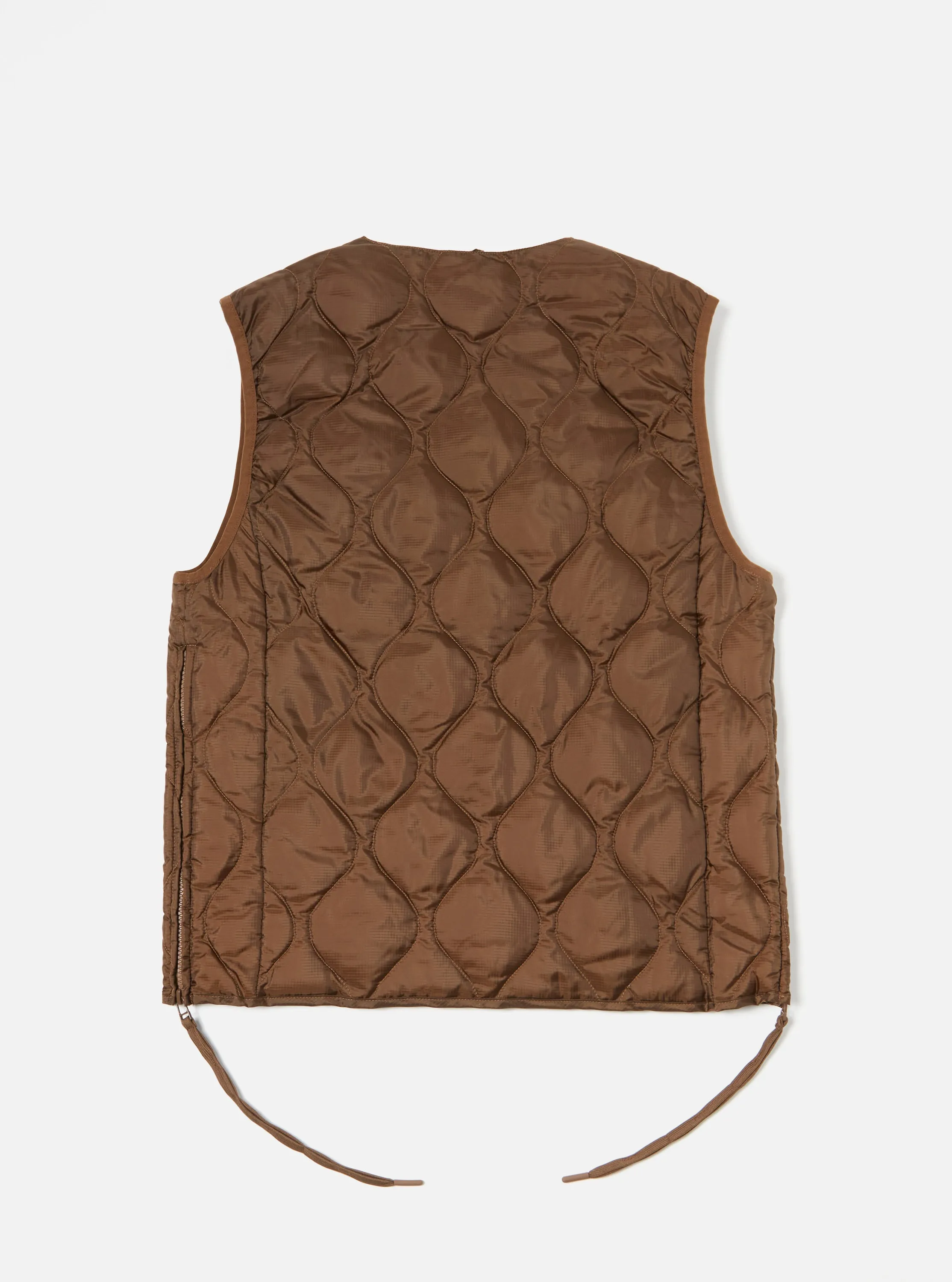 Taion by F/CE. Packable Down Vest in Brown Nylon Ripstop/Duck Down sold by Universal Works product image thumbnail 2