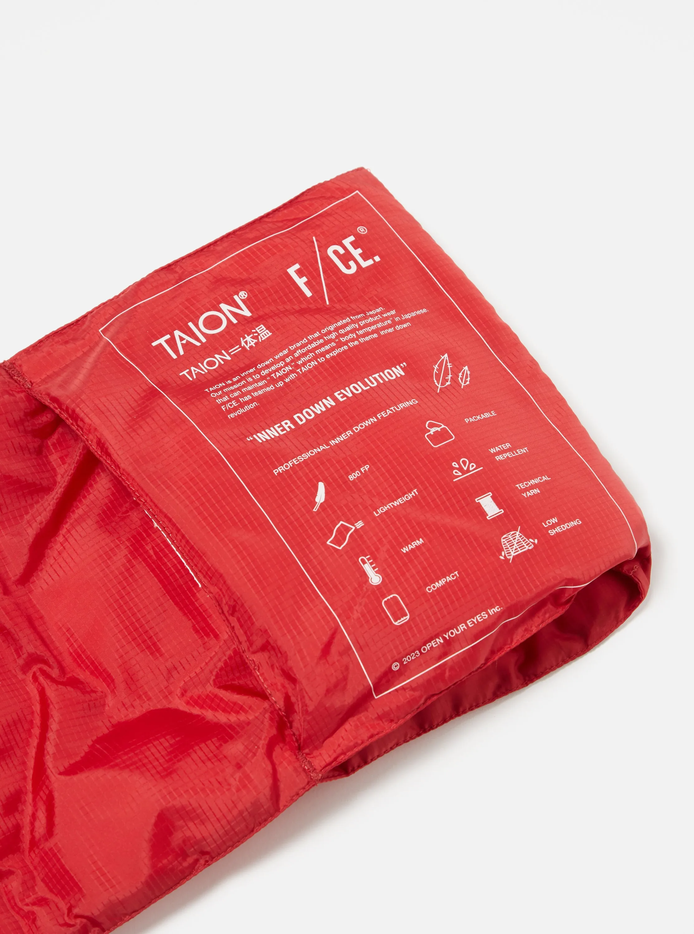 Taion by F/CE. Packable Down Scarf in Red Nylon Ripstop/Duck Down sold by Universal Works product image thumbnail 3