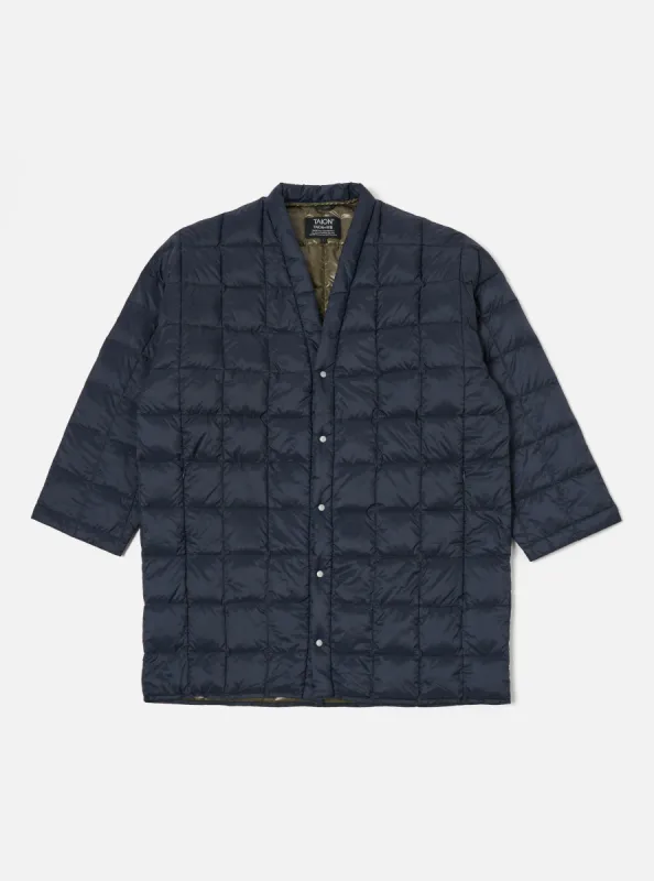 Taion Hanten Down Cardigan in Dark Navy Nylon sold by Universal Works