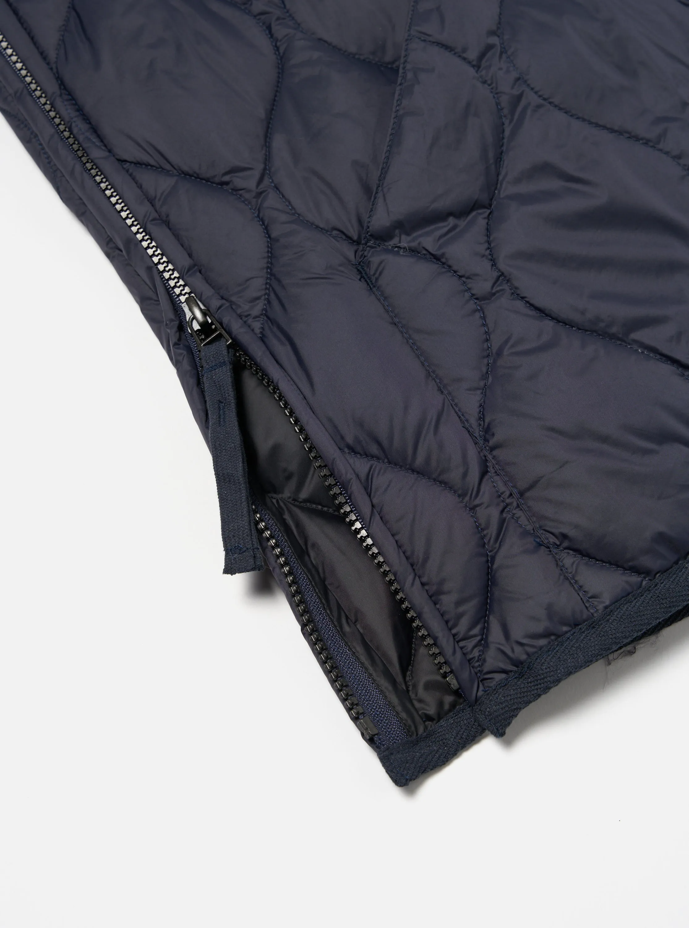 Taion V-Neck Down Vest in Dark Navy Soft-Shell Nylon sold by Universal Works product image thumbnail 5