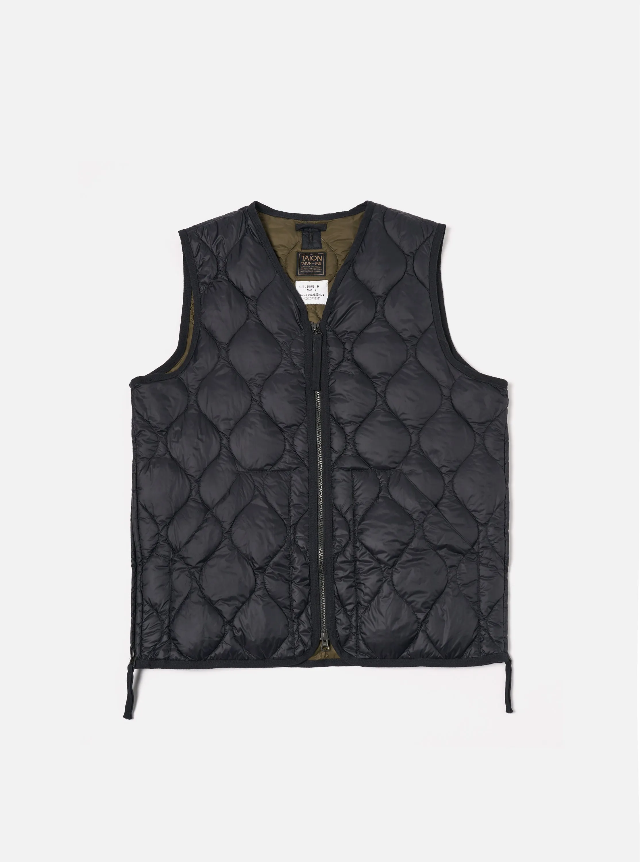 Taion V-Neck Down Vest in Black Soft-Shell Nylon sold by Universal Works