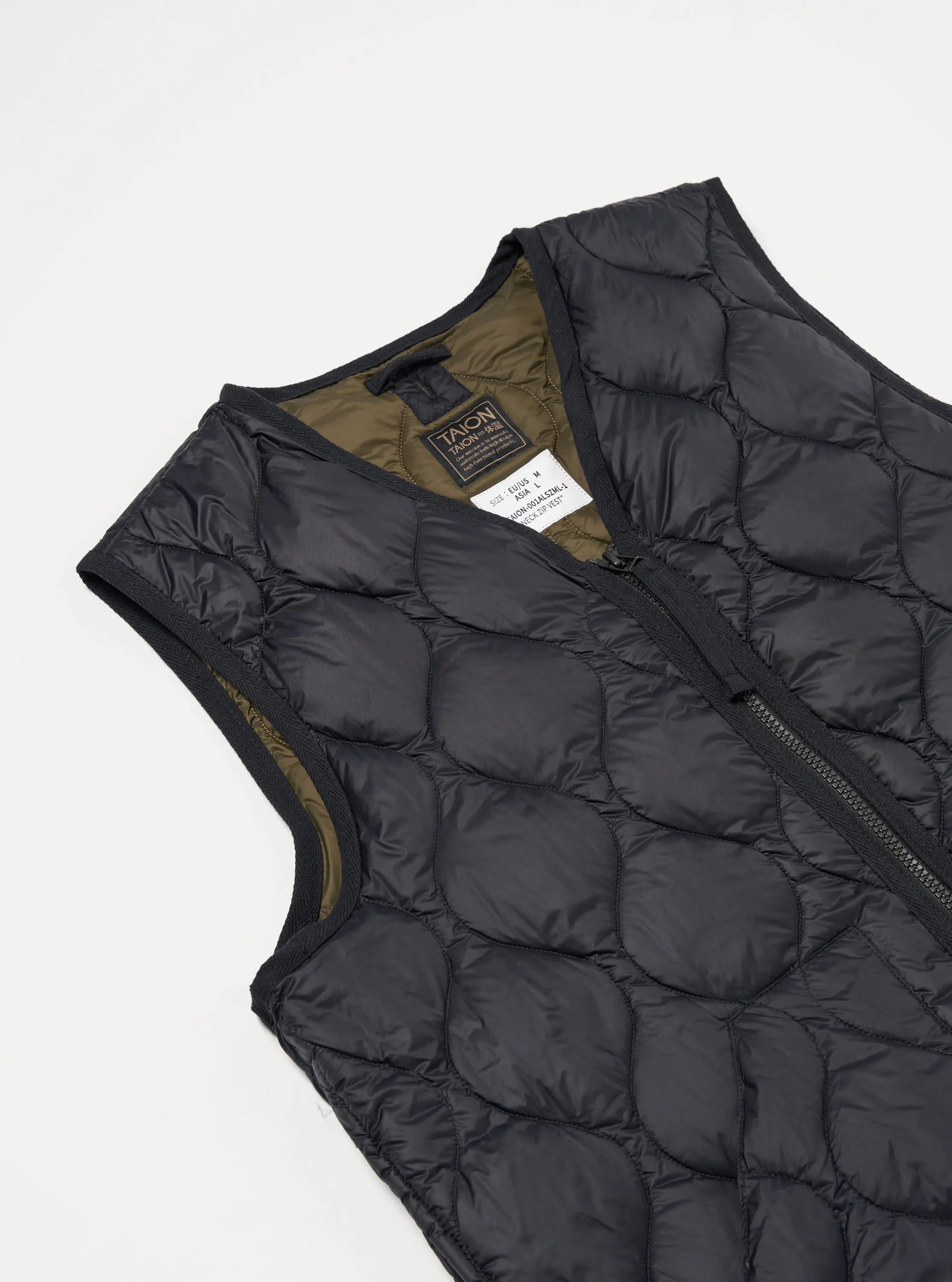 Taion V-Neck Down Vest in Black Soft-Shell Nylon sold by Universal Works product image thumbnail 3
