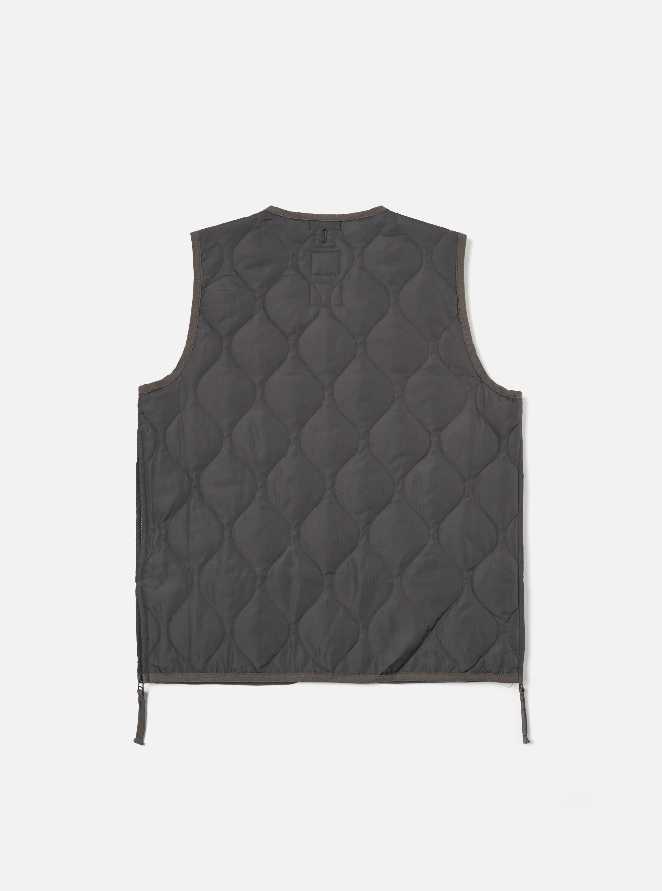 Taion Military V-Neck Down Vest in Charcoal Ripstop sold by Universal Works product image thumbnail 2