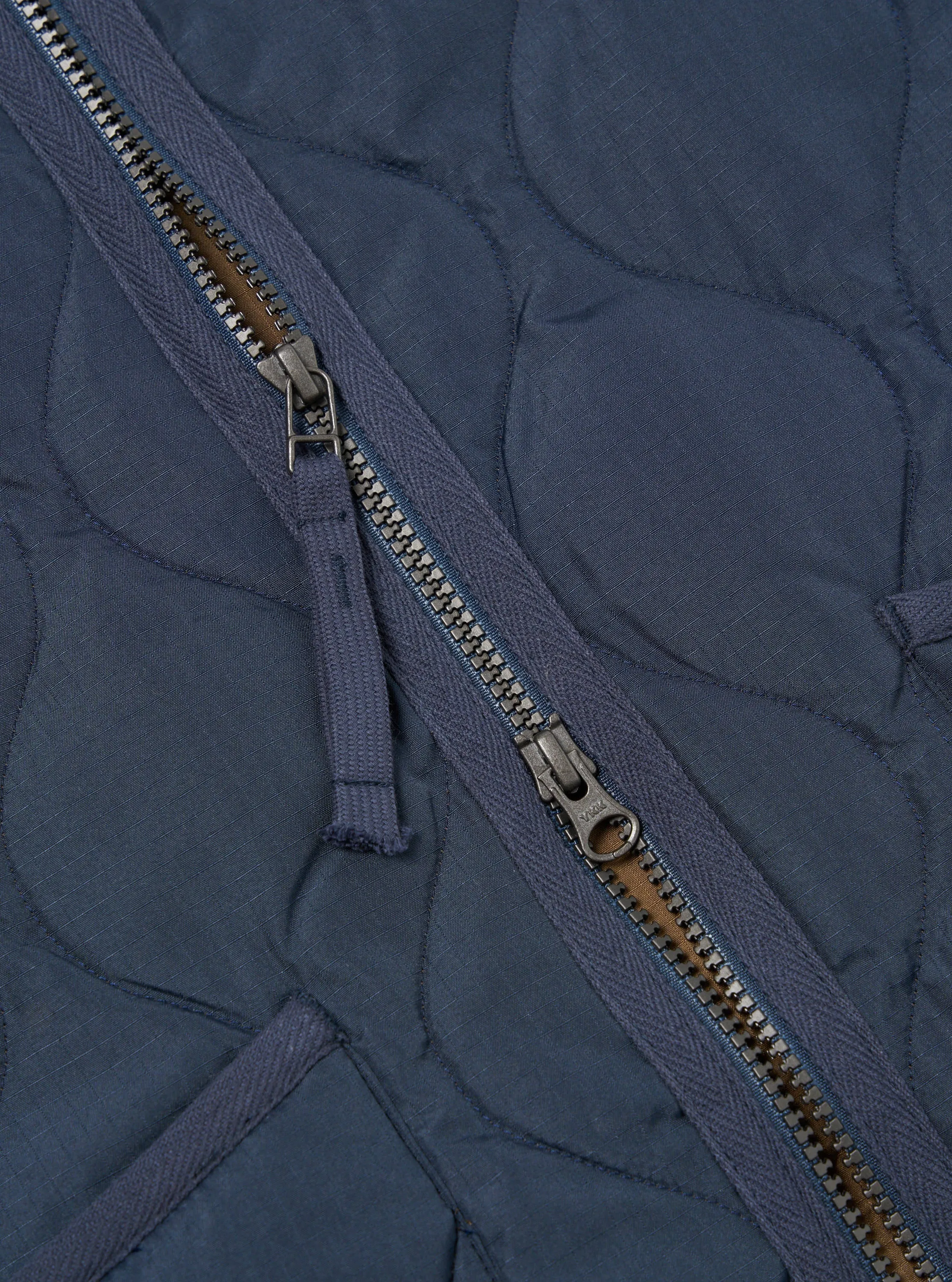 Taion Military V-Neck Down Vest in Dark Navy Ripstop sold by Universal Works product image thumbnail 4