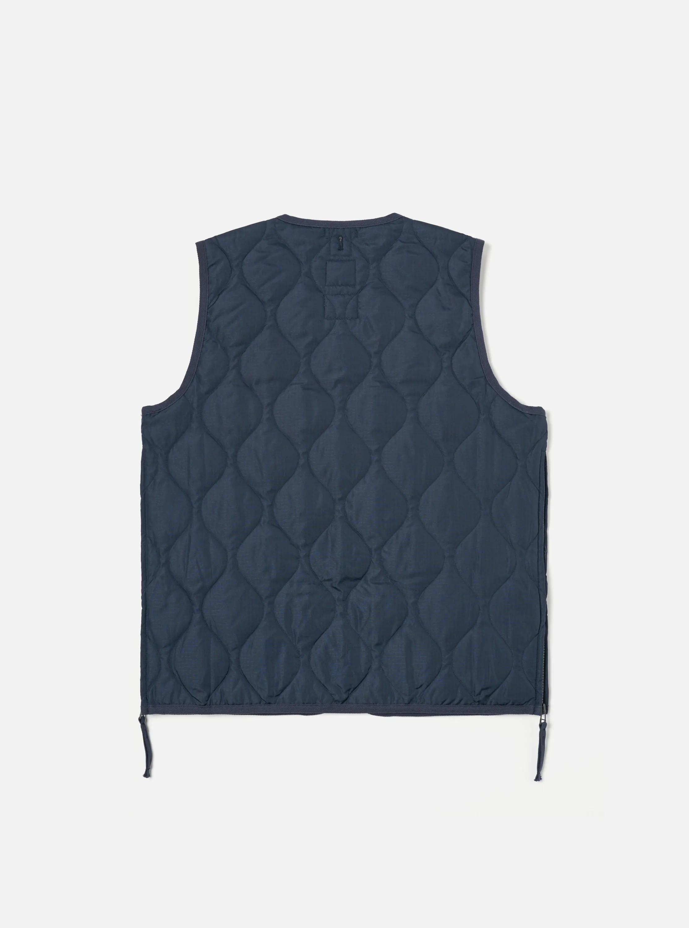 Taion Military V-Neck Down Vest in Dark Navy Ripstop sold by Universal Works product image thumbnail 2