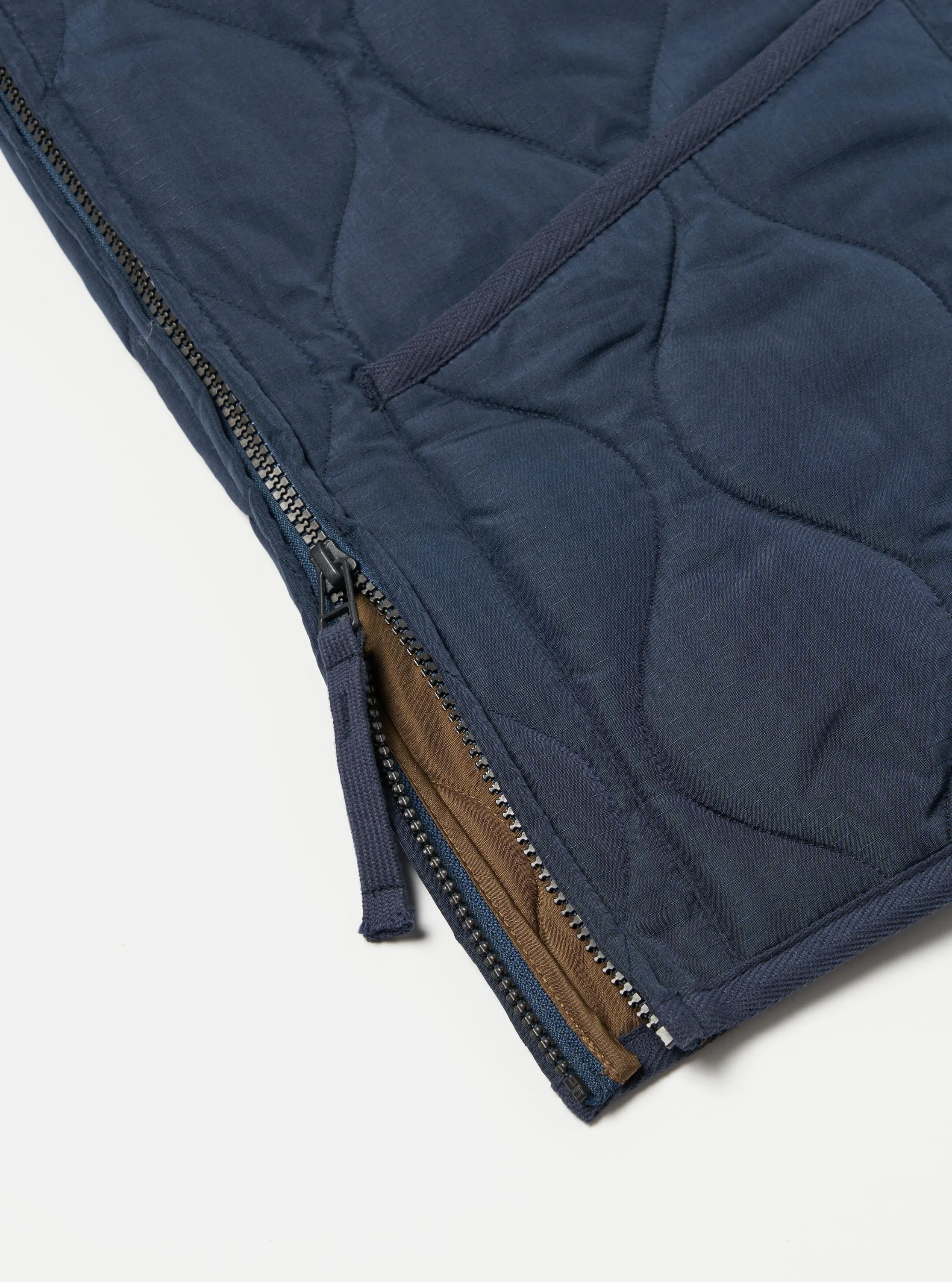 Taion Military V-Neck Down Vest in Dark Navy Ripstop sold by Universal Works product image thumbnail 5