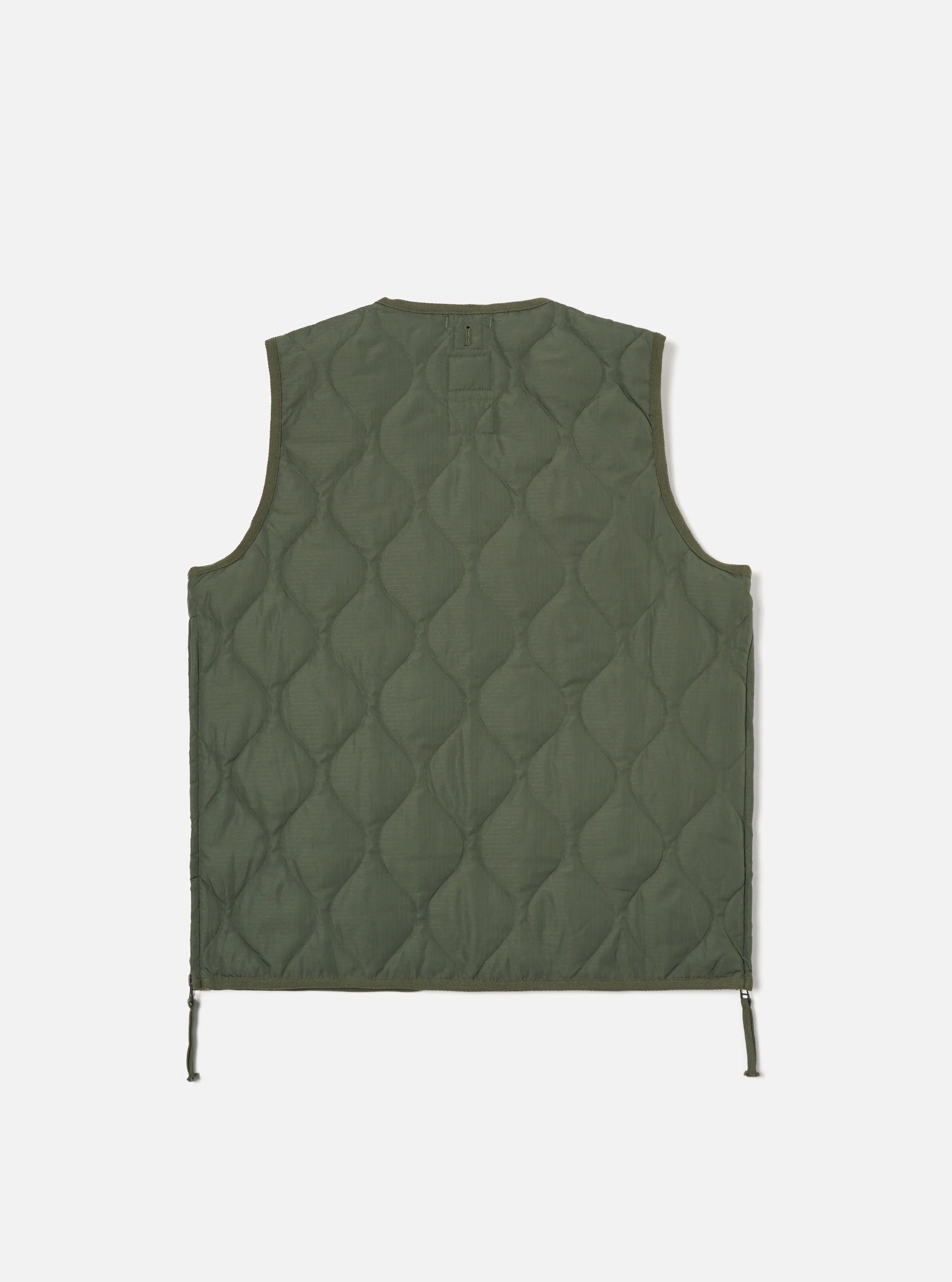 Taion Military V-Neck Down Vest in Olive Ripstop sold by Universal Works product image thumbnail 2