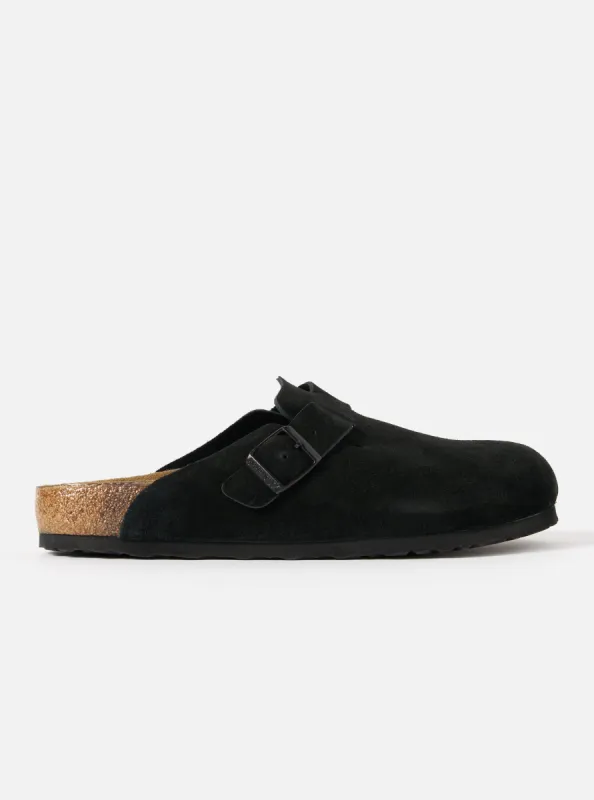 Birkenstock Boston in Black Suede Leather sold by Universal Works