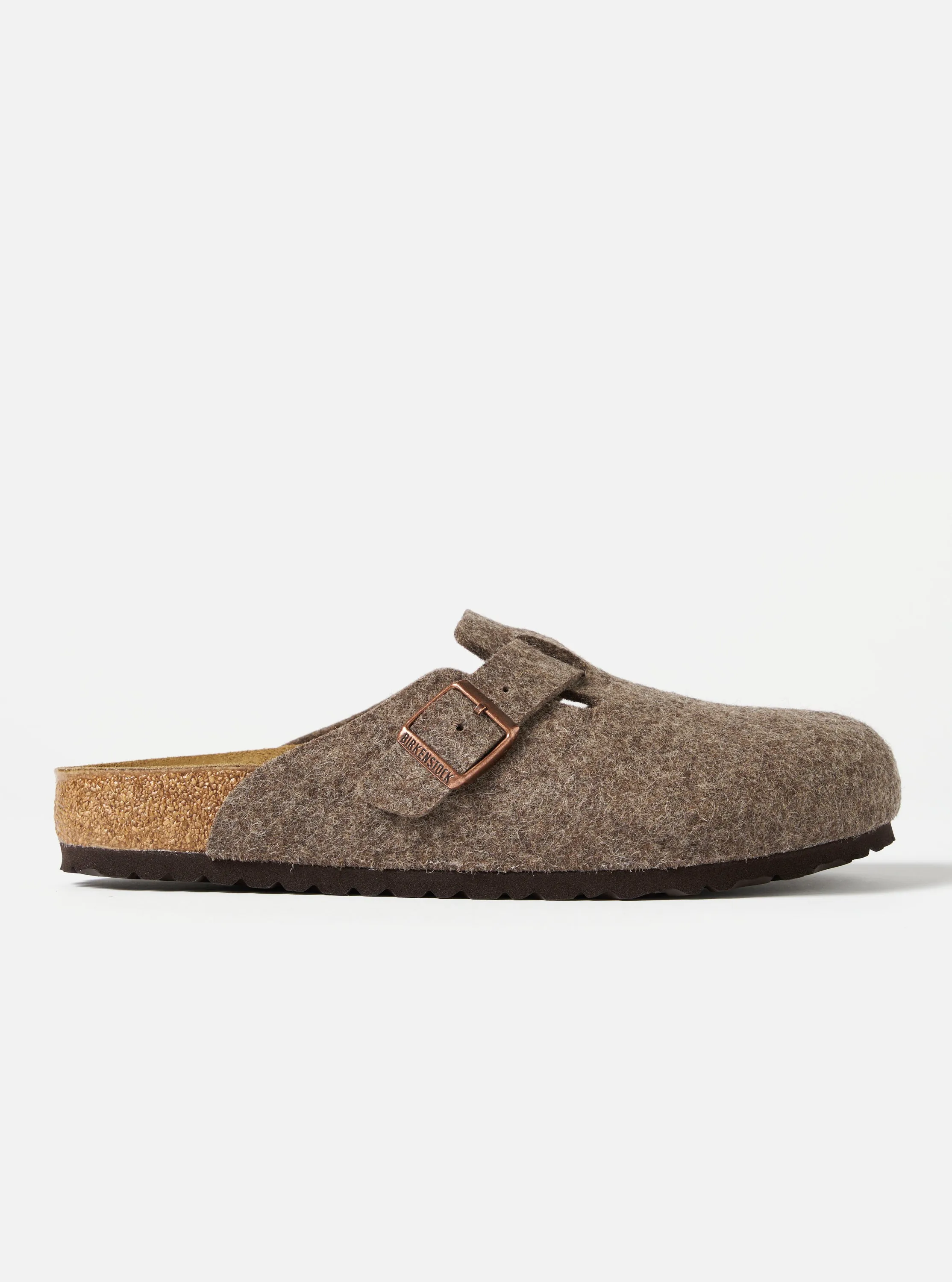 Birkenstock Boston in Cocoa Wool sold by Universal Works