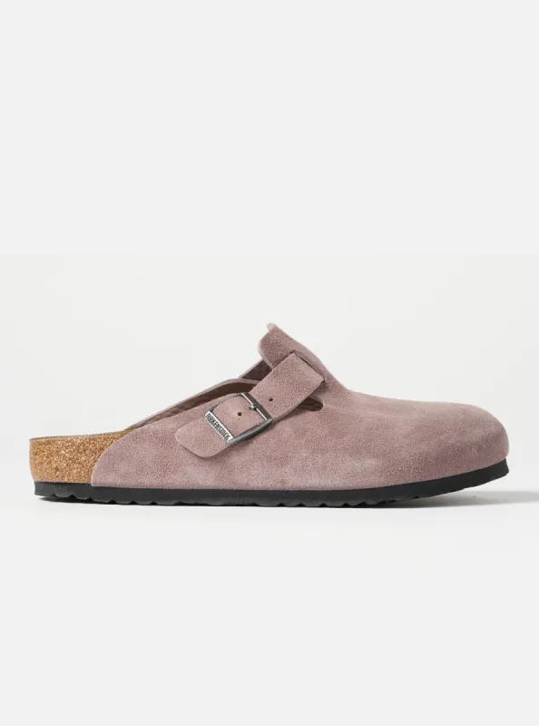 Birkenstock Boston in Faded Purple Suede Leather sold by Universal Works