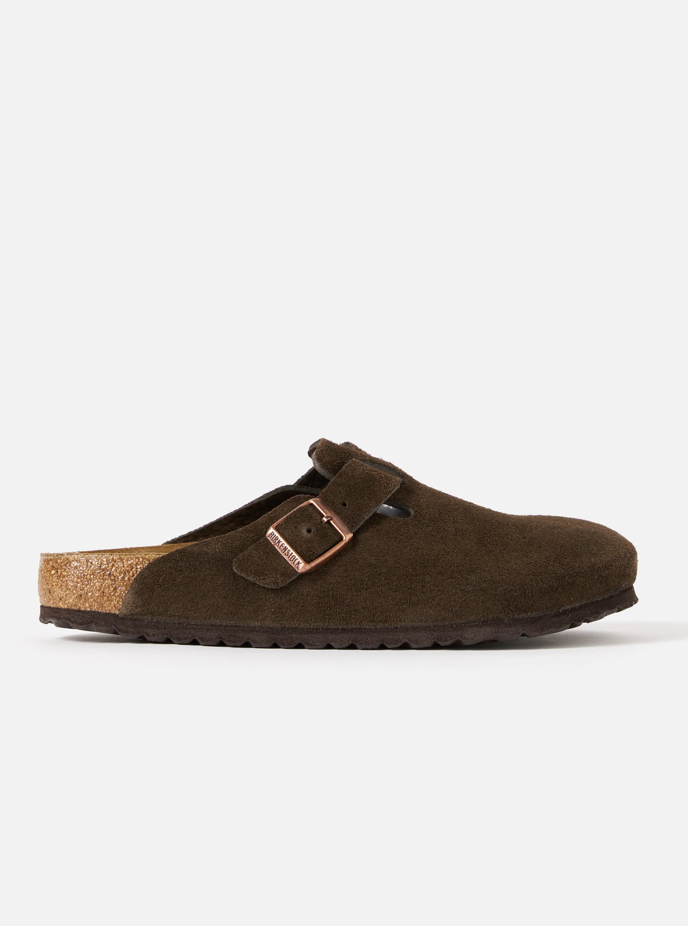 Birkenstock Boston in Mocha Suede Leather sold by Universal Works