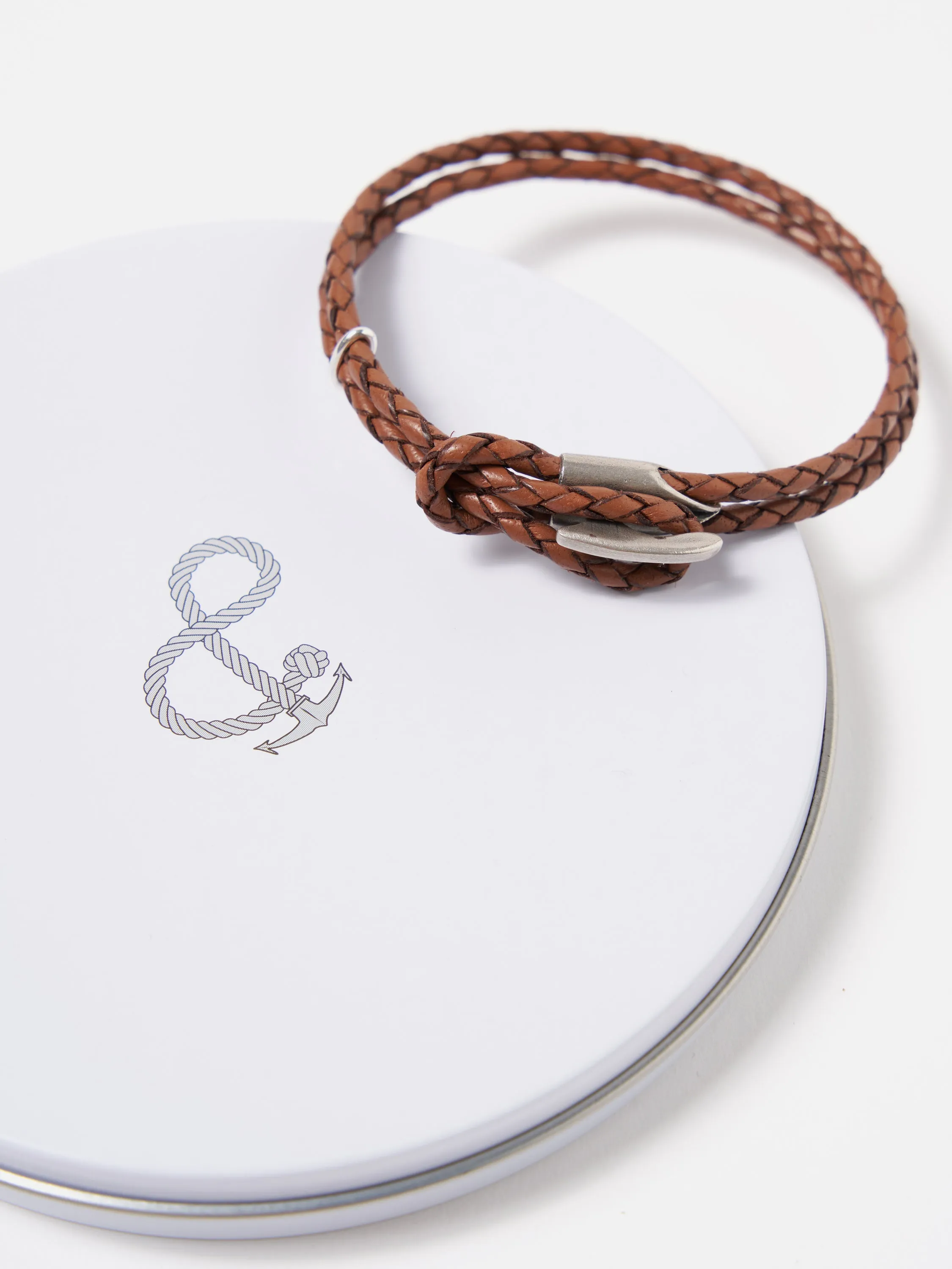 Anchor & Crew Padstow Bracelet in Light Brown .925 Silver/Braided Leather sold by Universal Works product image thumbnail 3