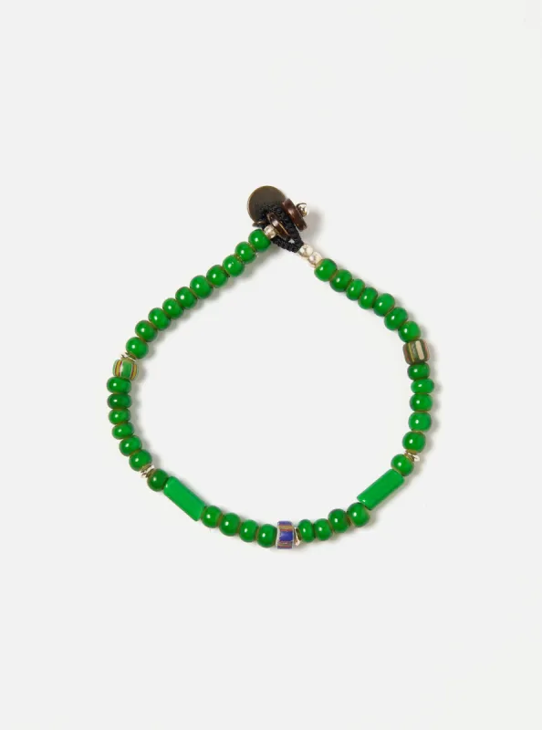 Mikia Bracelet in Green White Hearts sold by Universal Works