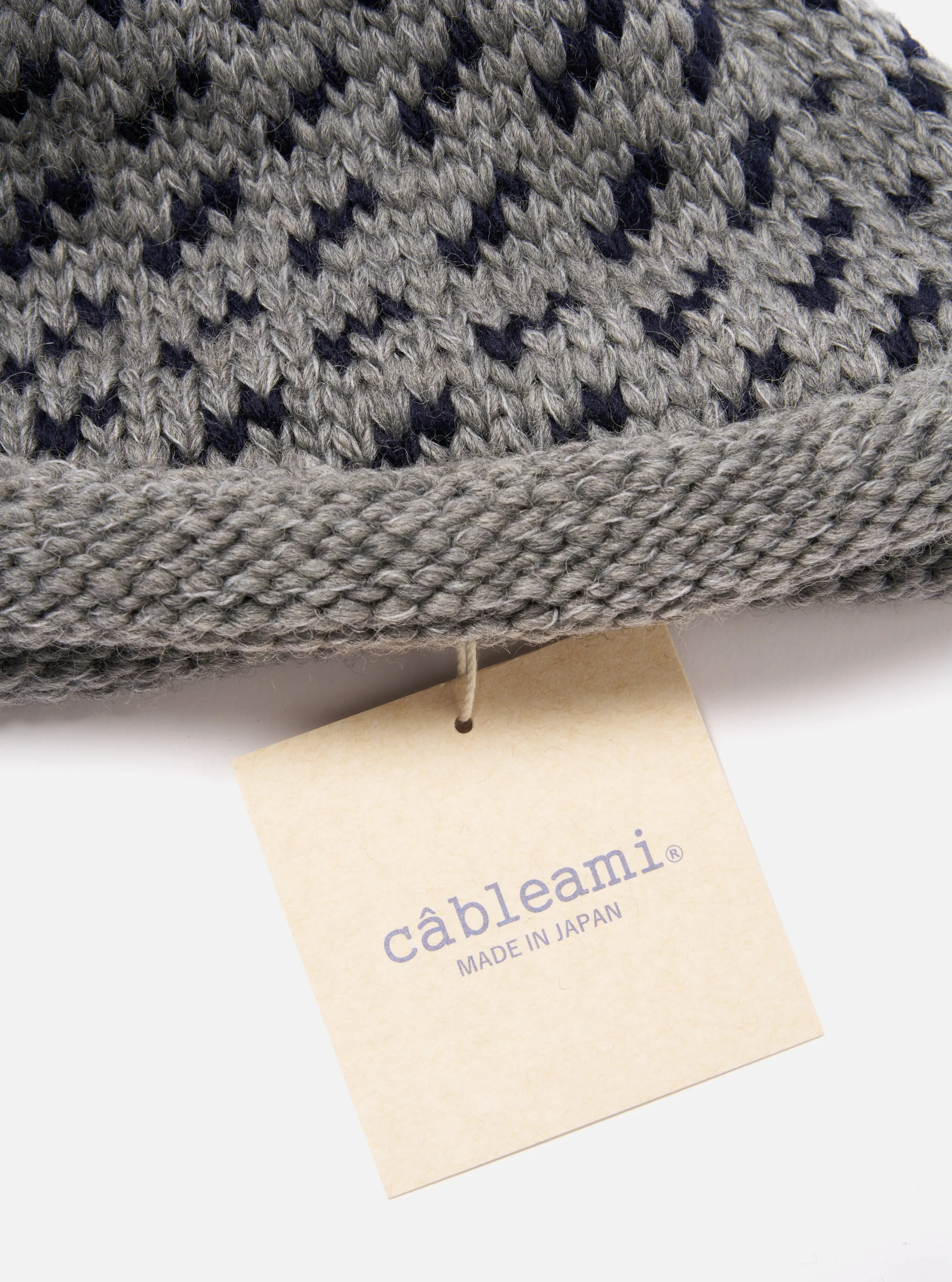 cableami® Bobble Watch Cap in Grey Wool Jacquard sold by Universal Works product image thumbnail 4