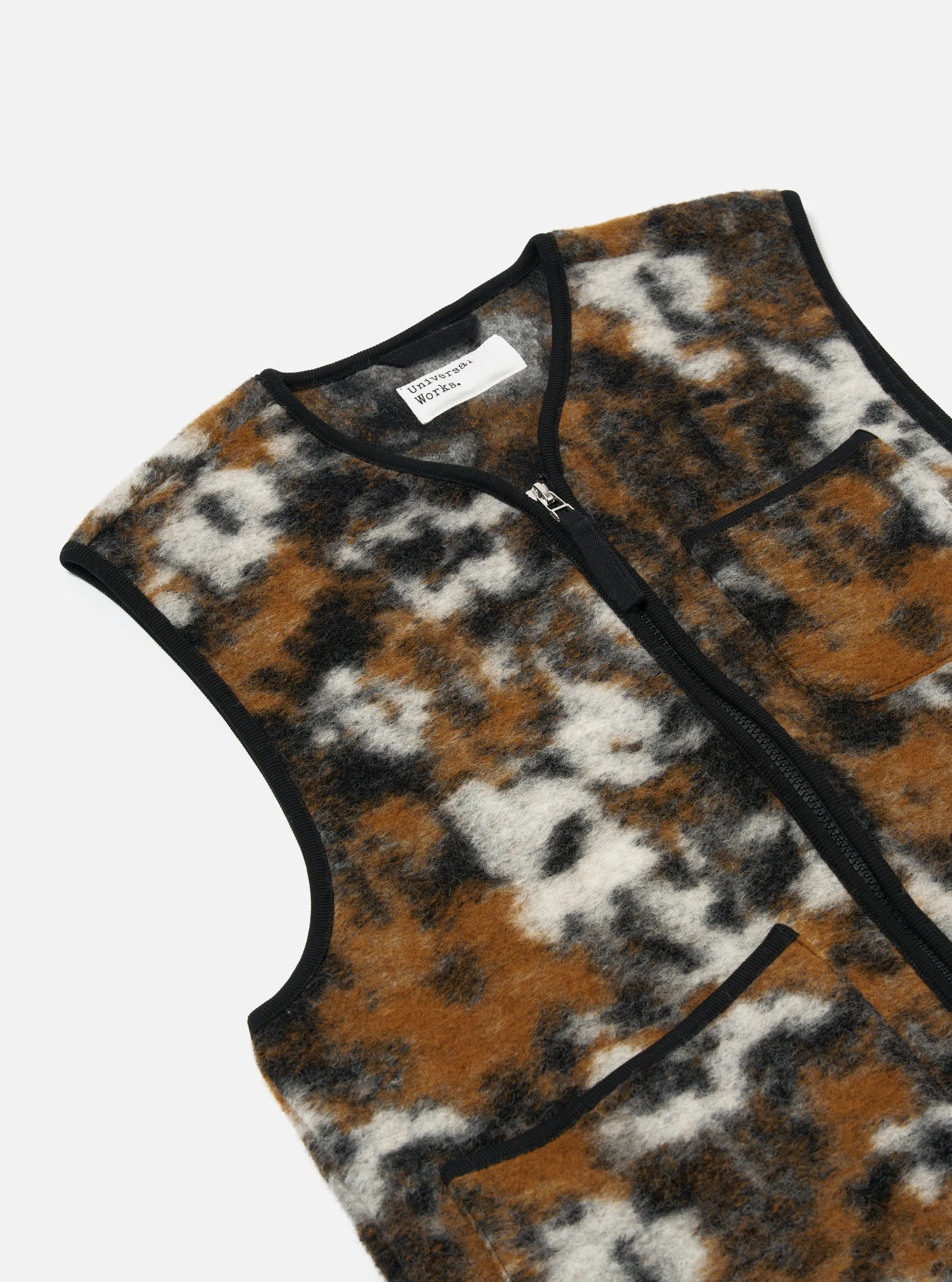 Universal Works Zip Gilet in Brown Ylang Flower Fleece sold by Universal Works product image thumbnail 3