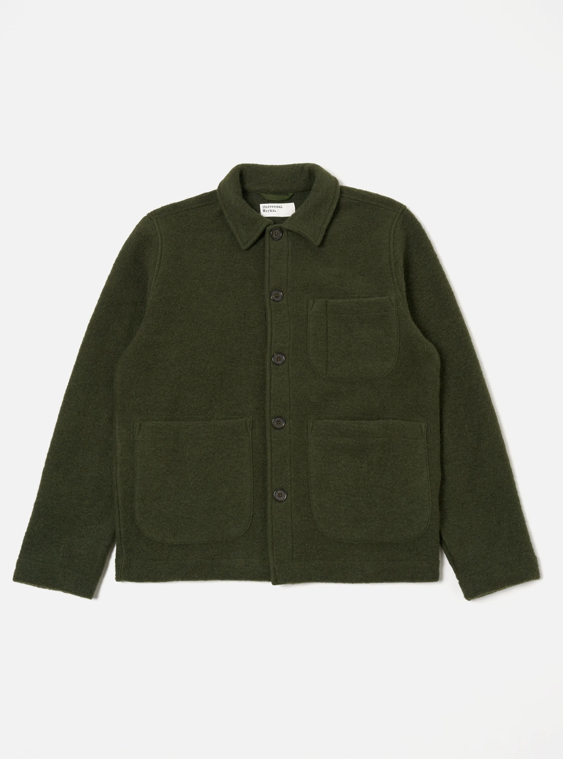 Universal Works Field Jacket in Olive Wool Fleece sold by Universal Works