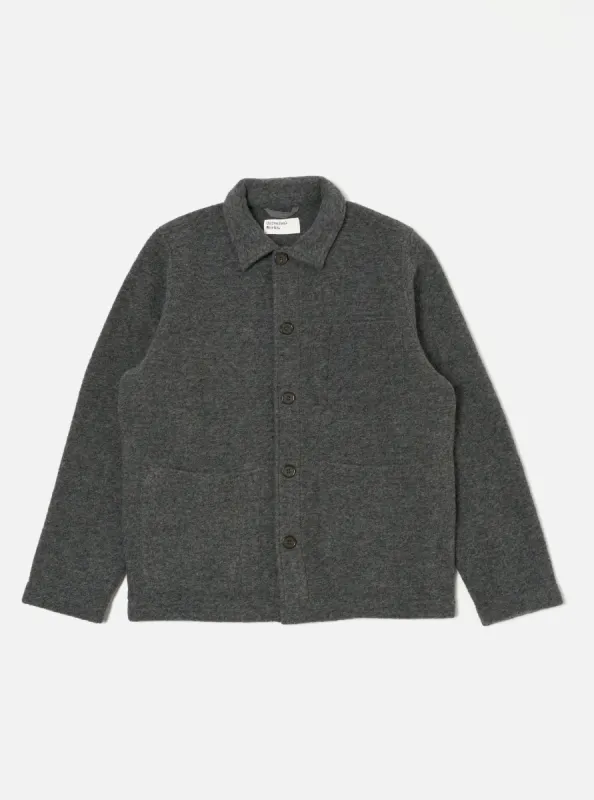 Universal Works Field Jacket in Grey Marl Wool Fleece sold by Universal Works