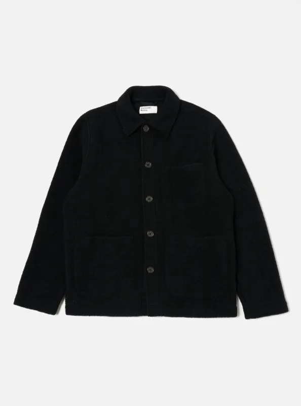 Universal Works Field Jacket in Black Wool Fleece sold by Universal Works