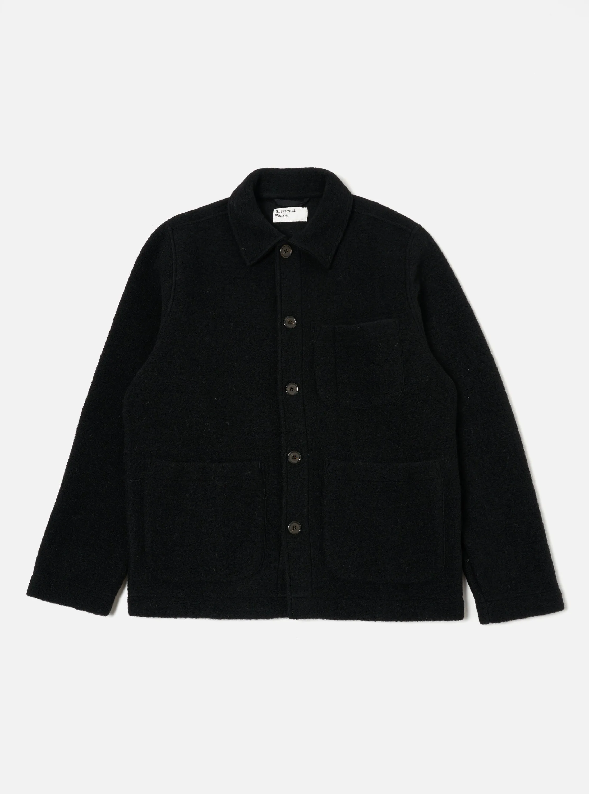 Universal Works Field Jacket in Black Wool Fleece sold by Universal Works
