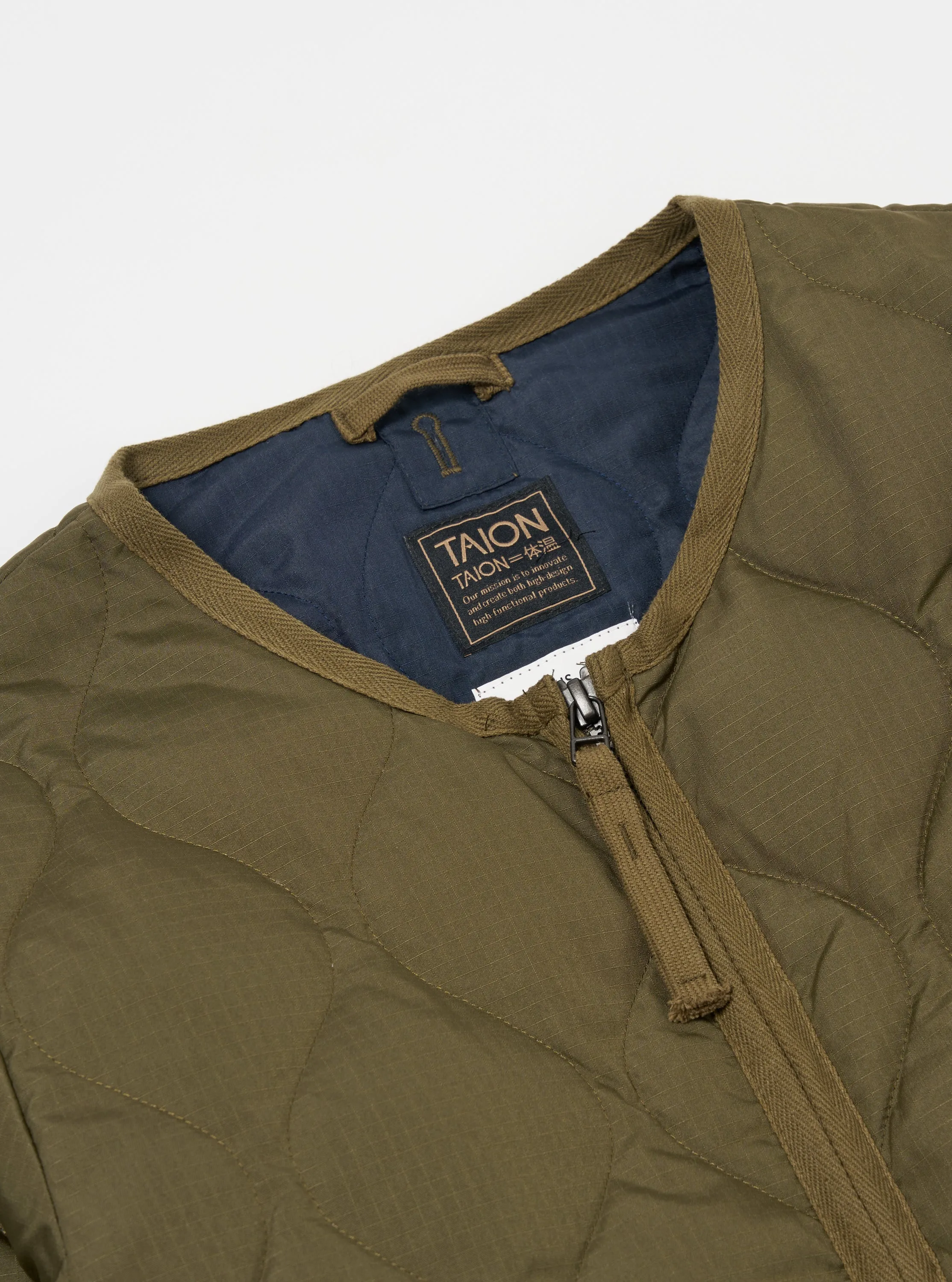 Taion Crew Neck Down Jacket in Dark Olive Ripstop sold by Universal Works product image thumbnail 3