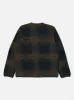 Universal Works Cardigan in Navy/Sand Agu Check Fleece sold by Universal Works
