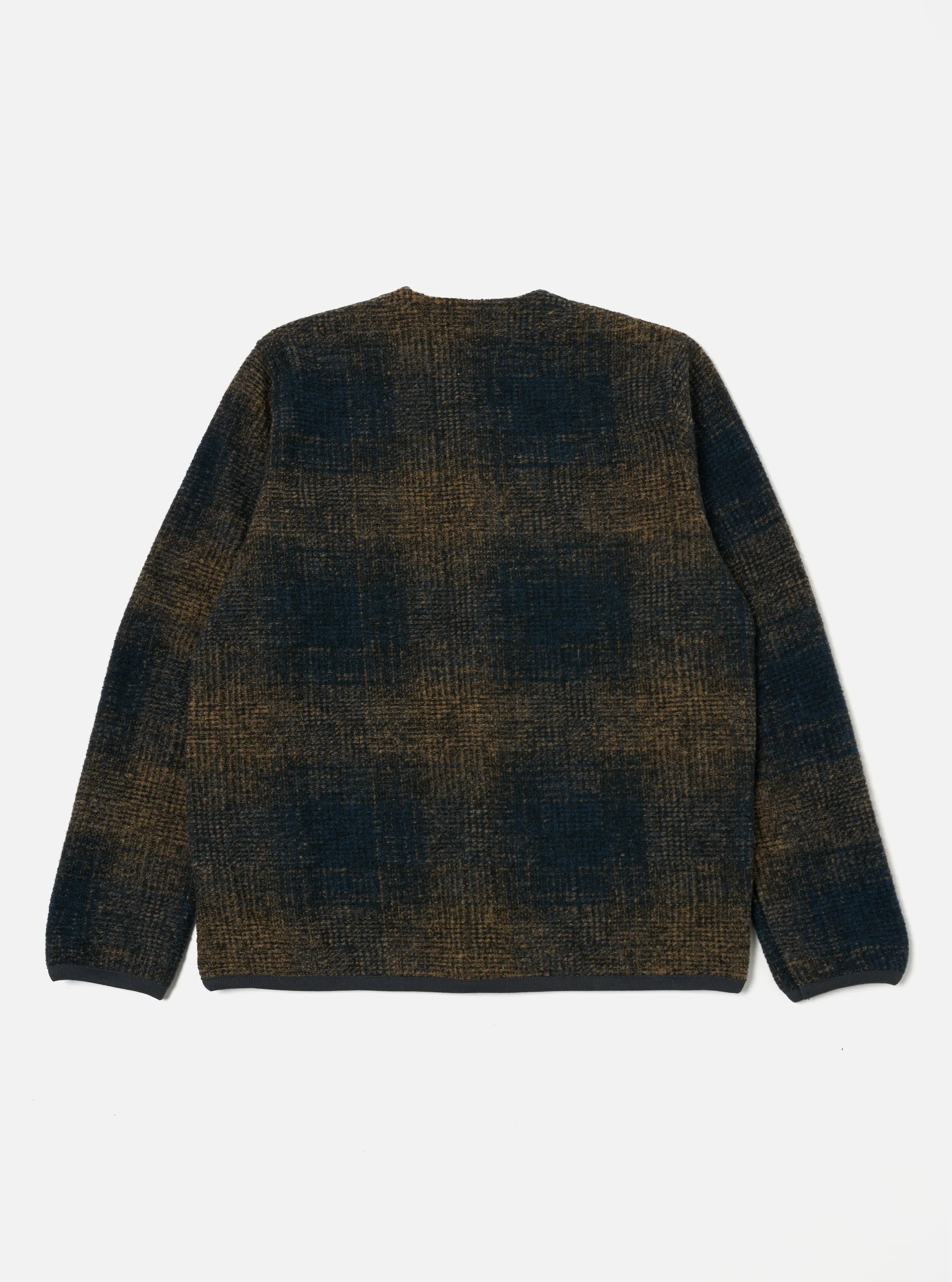 Universal Works Cardigan in Navy/Sand Agu Check Fleece sold by Universal Works product image thumbnail 2