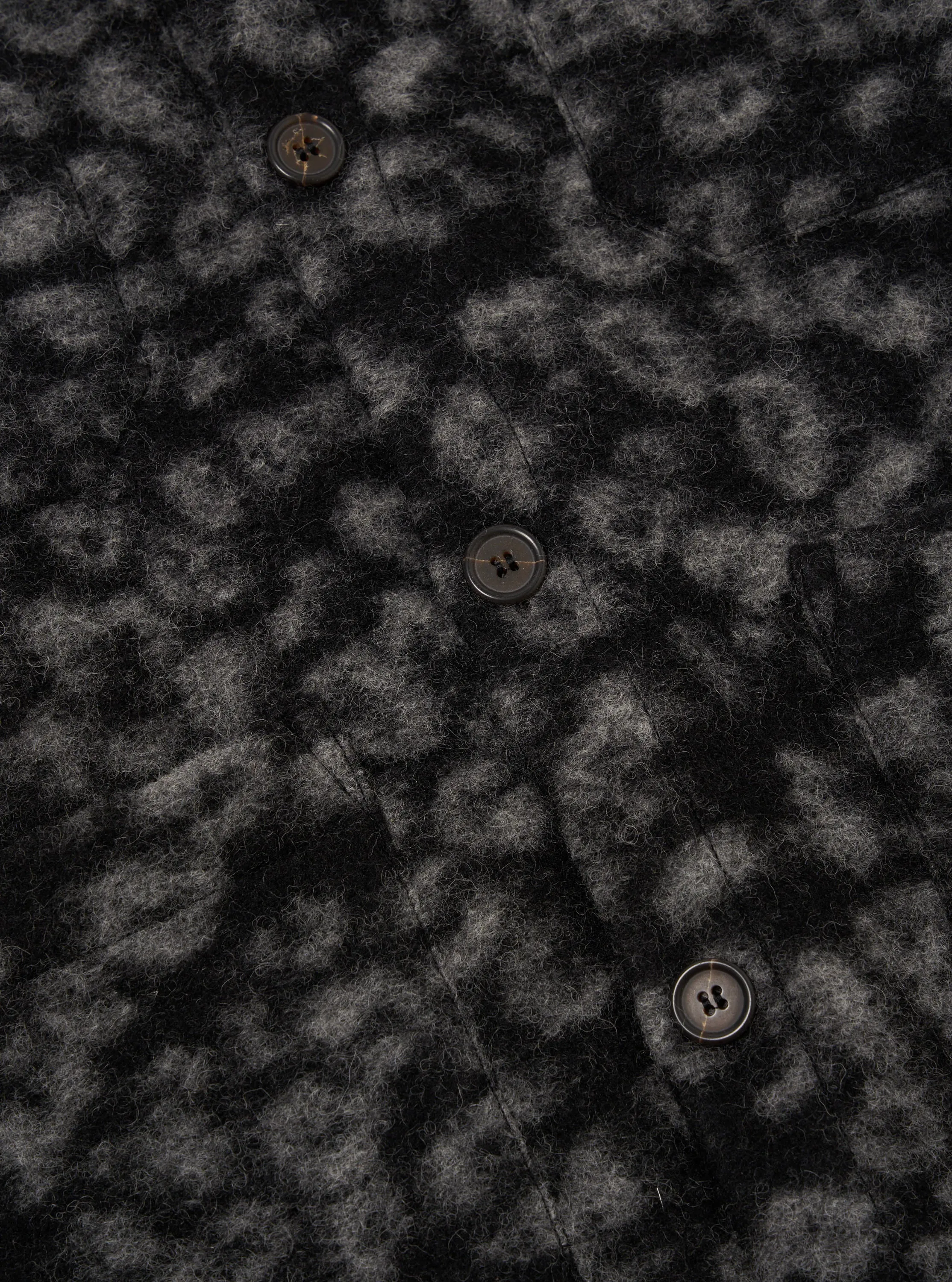 Universal Works Cardigan in Black/Charcoal Leopard Fleece sold by Universal Works product image thumbnail 4