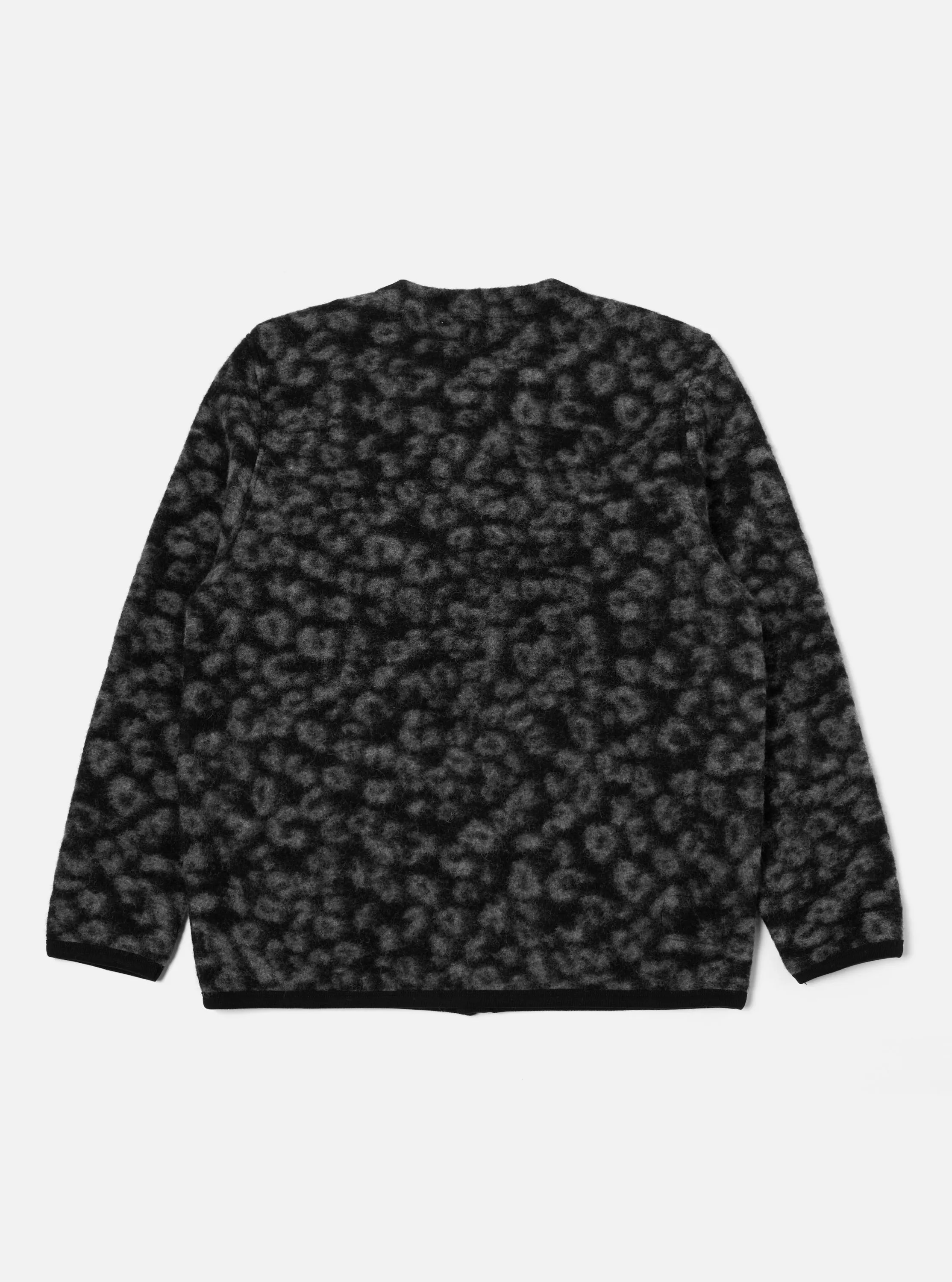 Universal Works Cardigan in Black/Charcoal Leopard Fleece sold by Universal Works product image thumbnail 2
