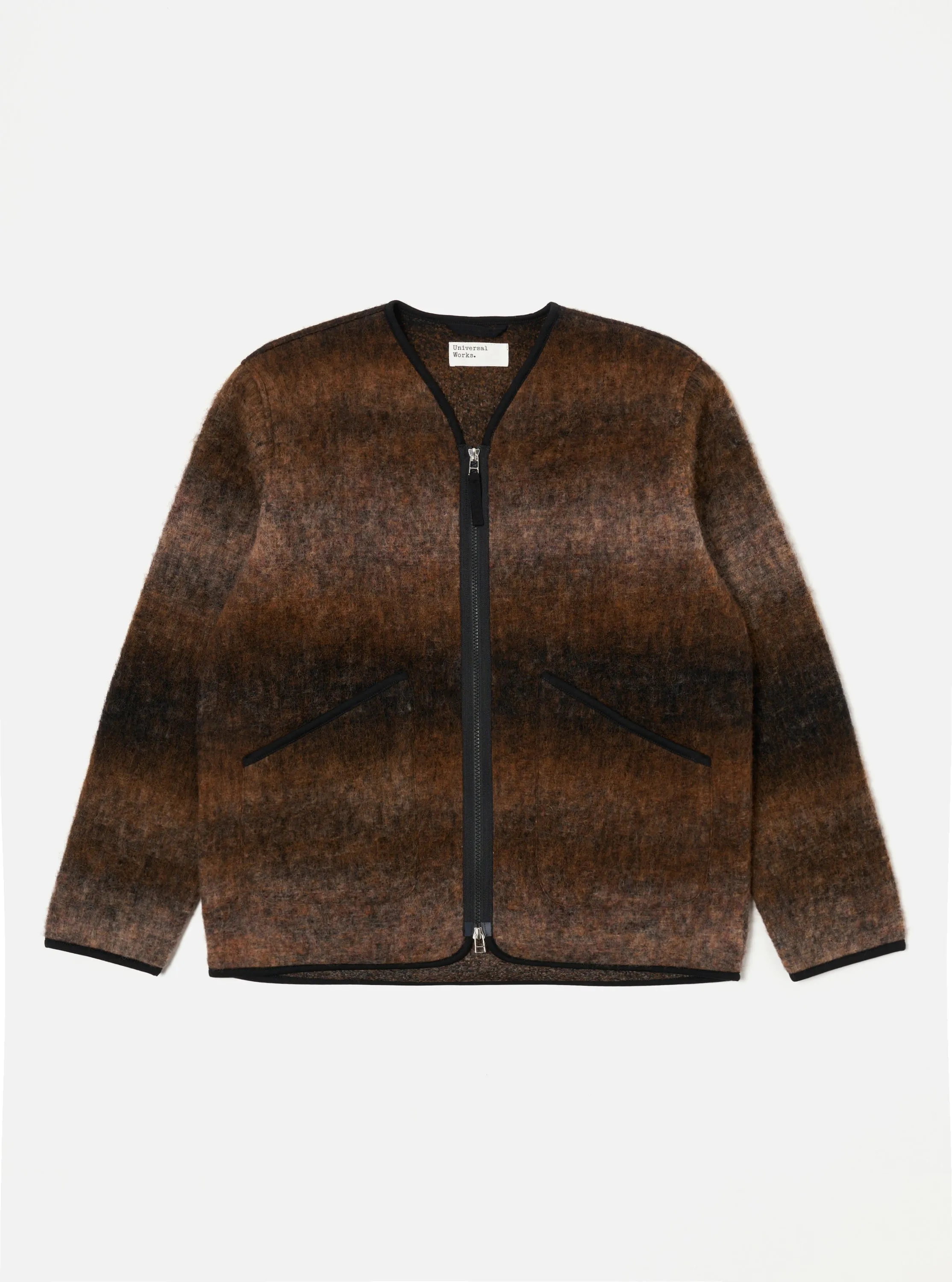 Universal Works Zip Liner Jacket in Brown Ombre Fleece sold by Universal Works