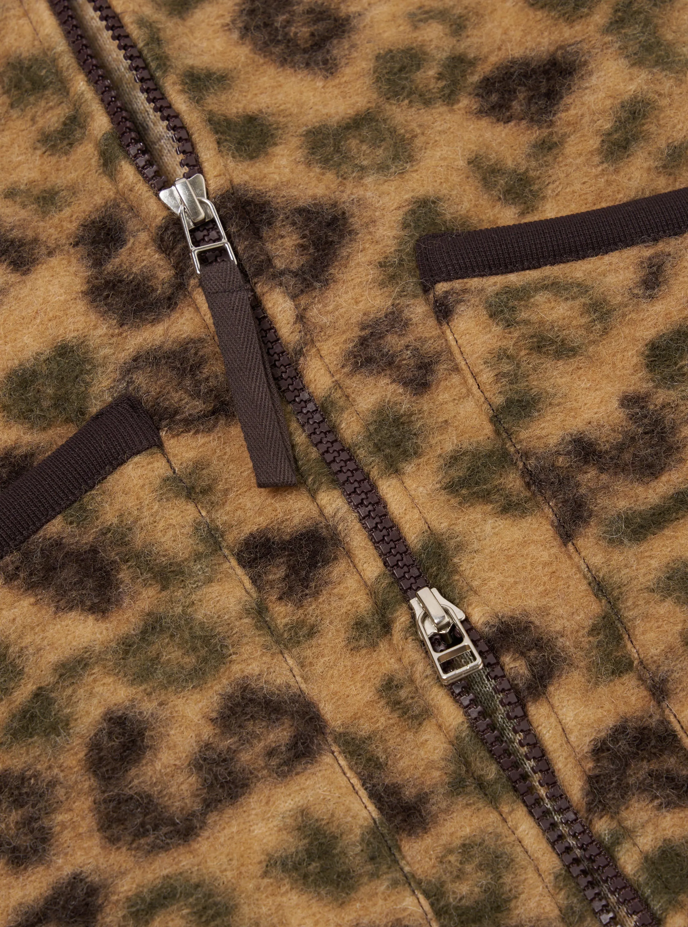 Universal Works Zip Waistcoat in Camo Leopard Fleece sold by Universal Works product image thumbnail 4