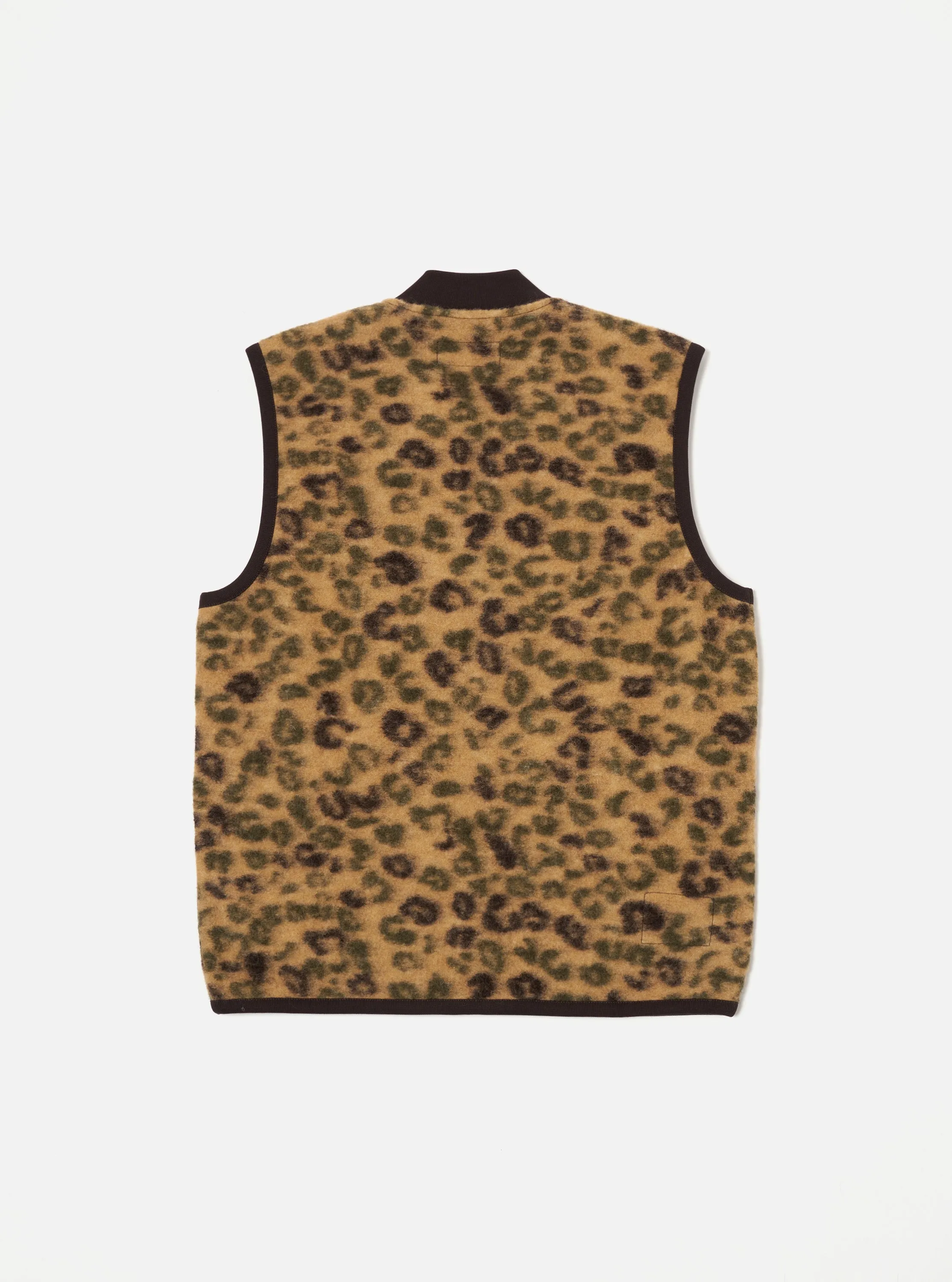 Universal Works Zip Waistcoat in Camo Leopard Fleece sold by Universal Works product image thumbnail 2