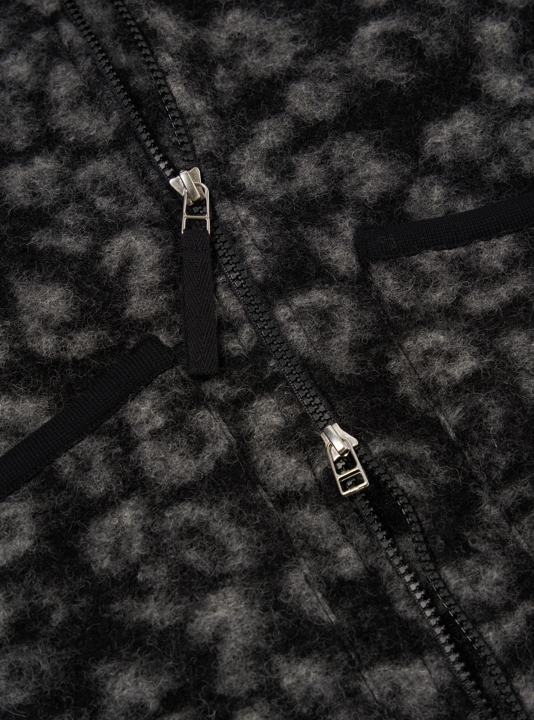 Universal Works Zip Waistcoat in Black/Charcoal Leopard Fleece sold by Universal Works product image thumbnail 4