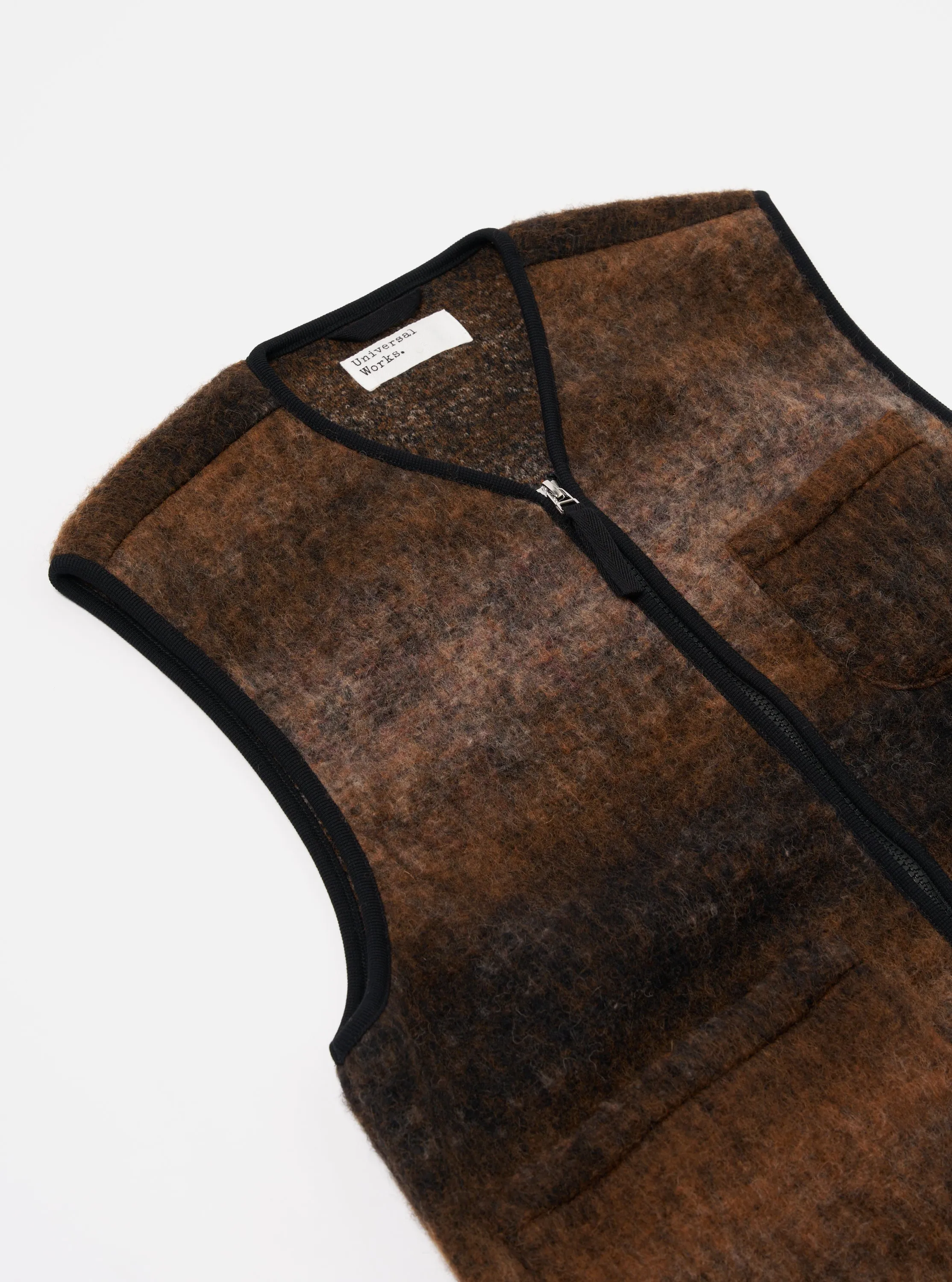 Universal Works Zip Gilet in Brown Ombre Fleece sold by Universal Works product image thumbnail 3